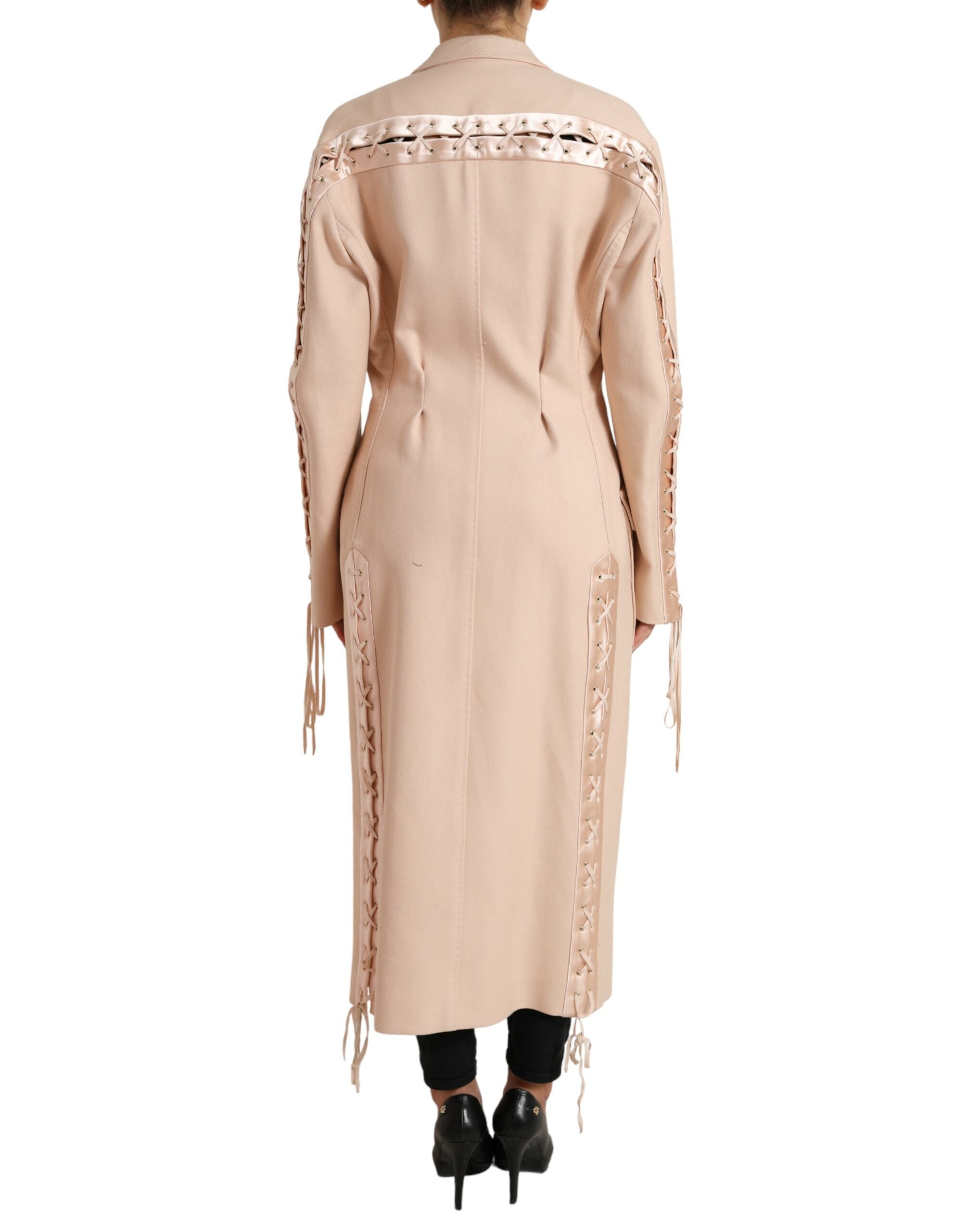 Beige Cotton Single Breasted Long Coat Jacket - ventzia