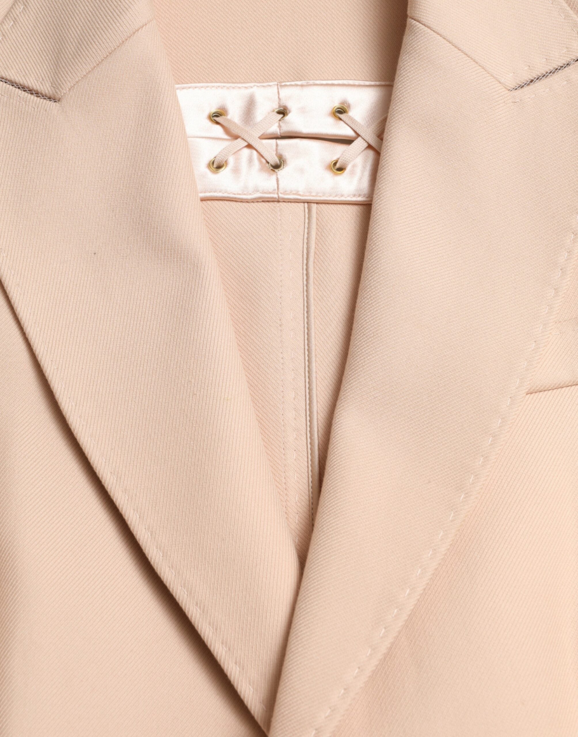 Beige Cotton Single Breasted Long Coat Jacket - ventzia