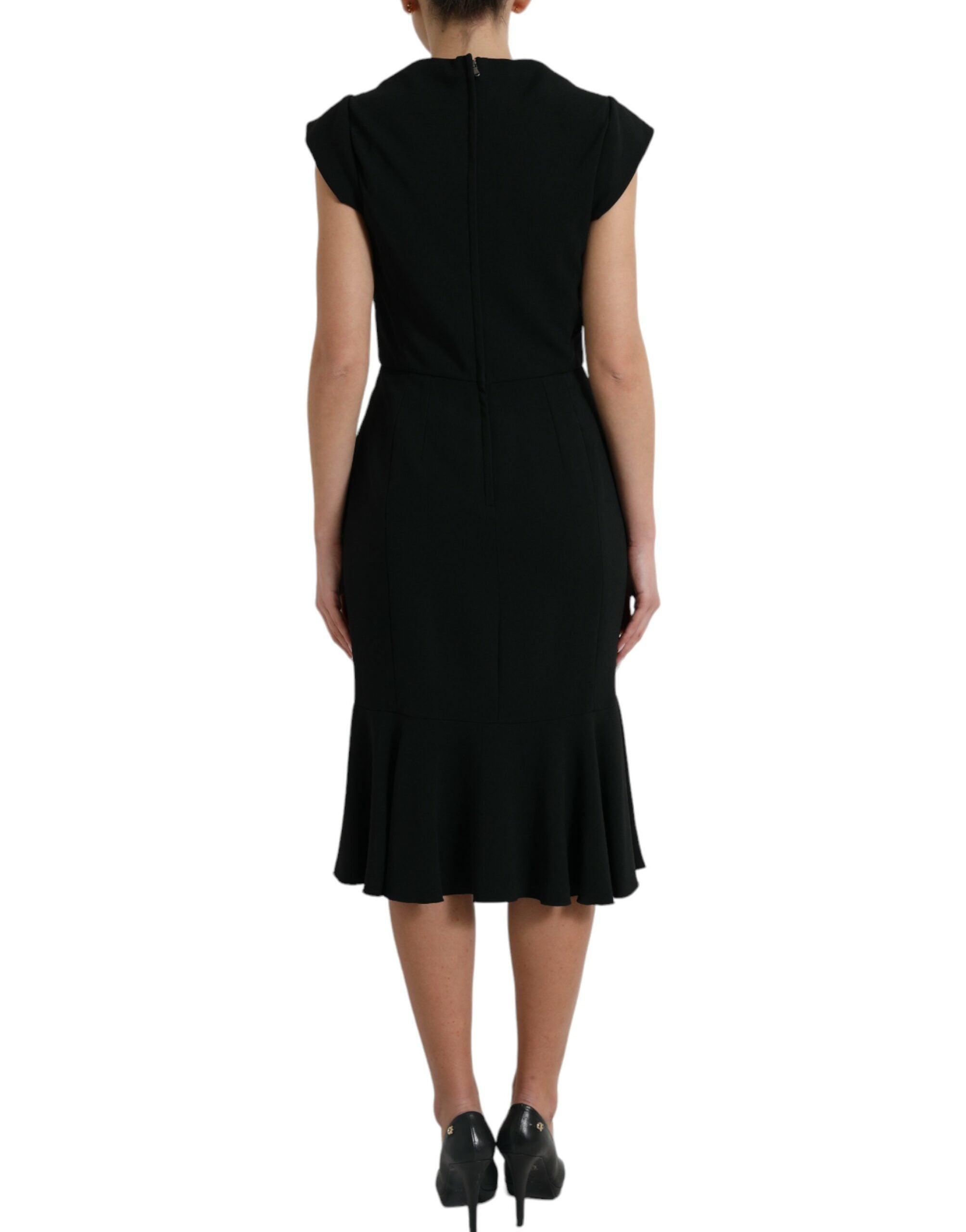 Black Cady Viscose Sleeveless Dress - ventzia