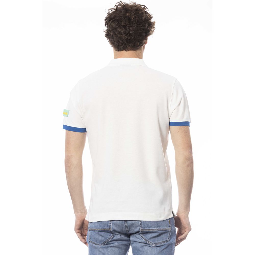 White Cotton Men Polo Shirt - ventzia
