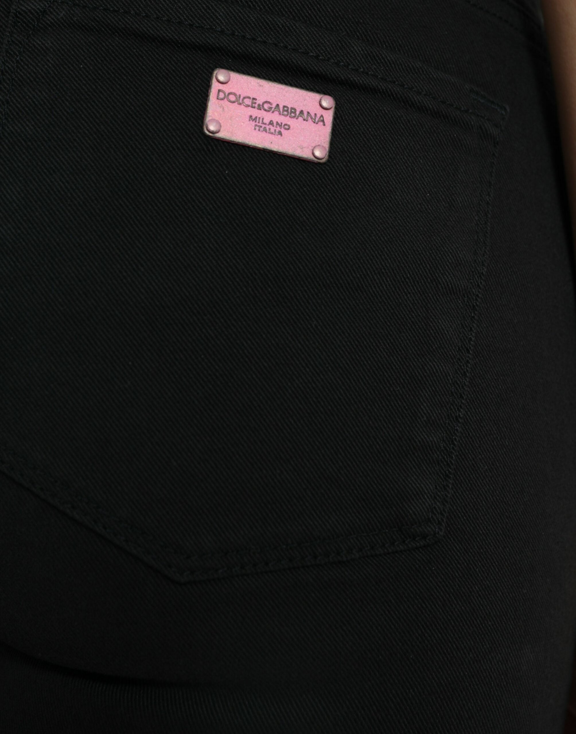 Black Cotton Mid Waist Skinny Denim Jeans - ventzia