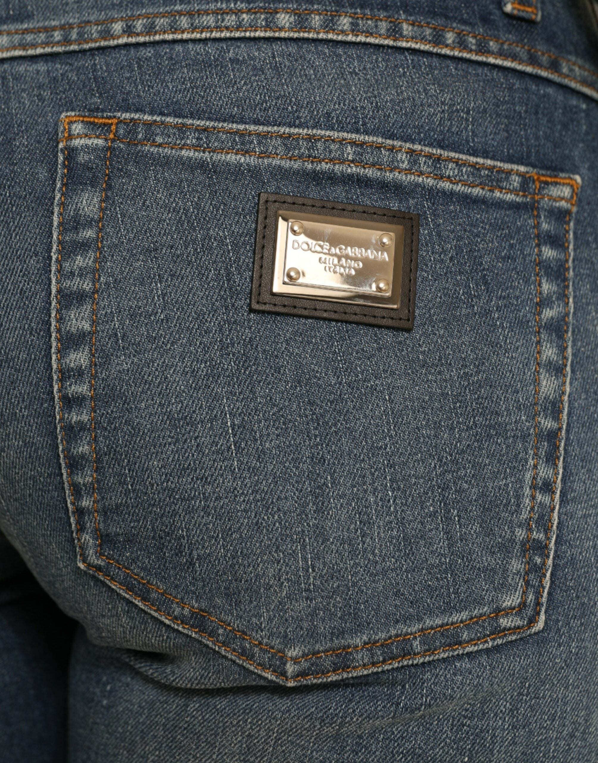 Blue BOYFRIEND Mid Waist Cotton Denim Jeans - ventzia
