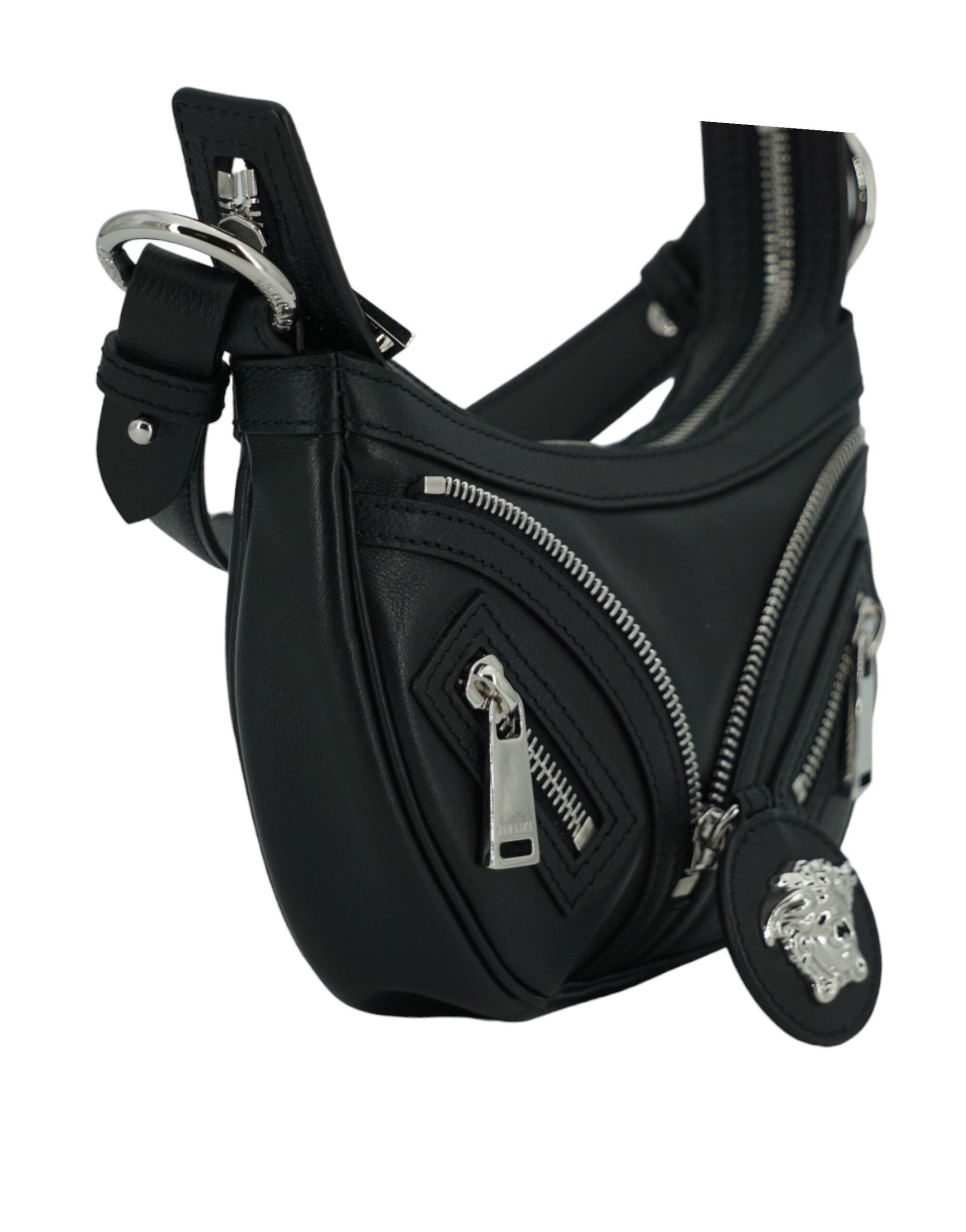 Elegant Black Mini Hobo Shoulder Bag - ventzia