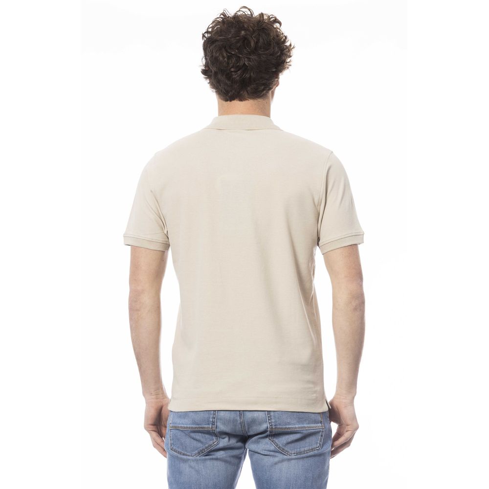Beige Cotton Men Polo Shirt - ventzia