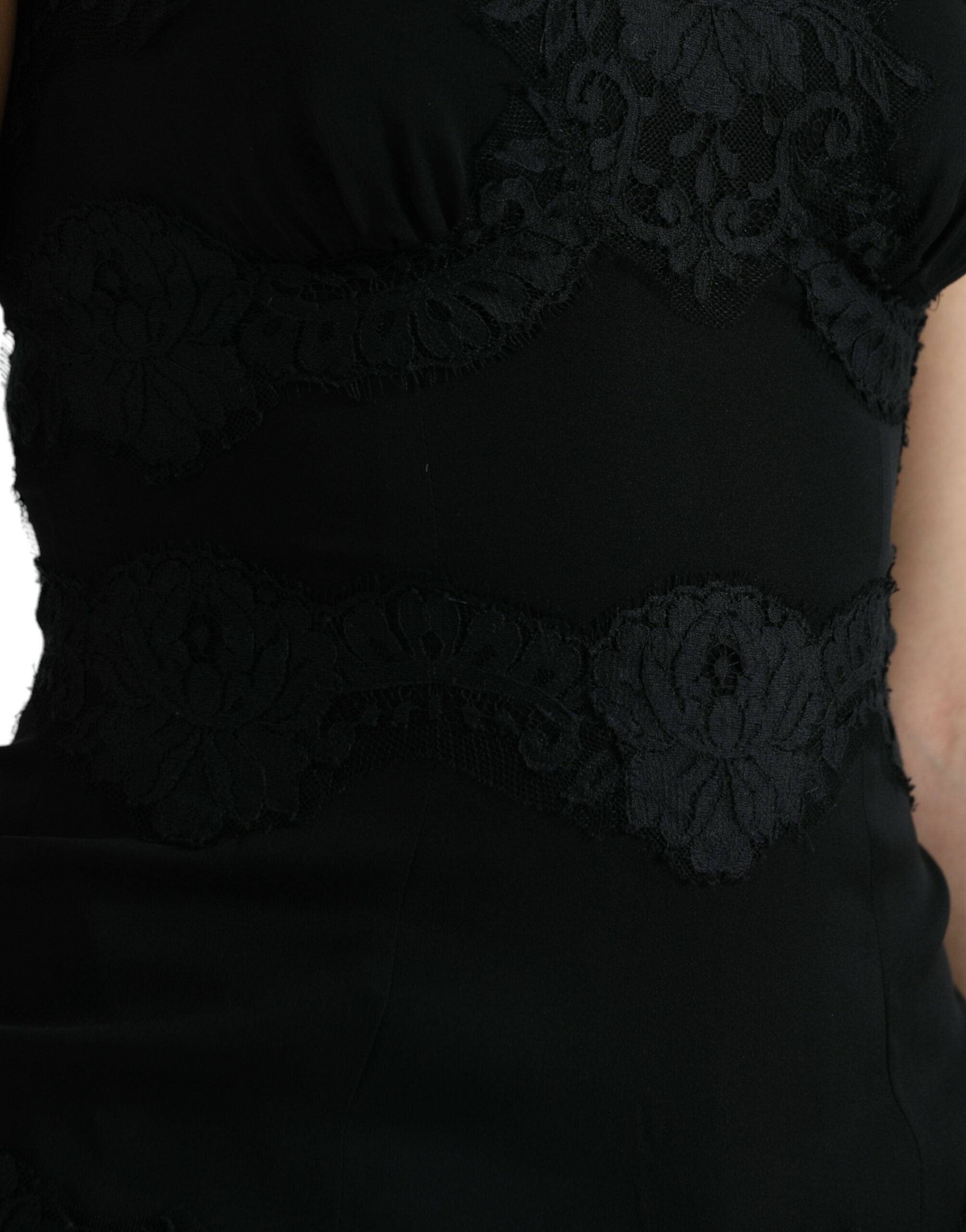 Black Silk Stretch Lace Sleeveless Tank Top - ventzia