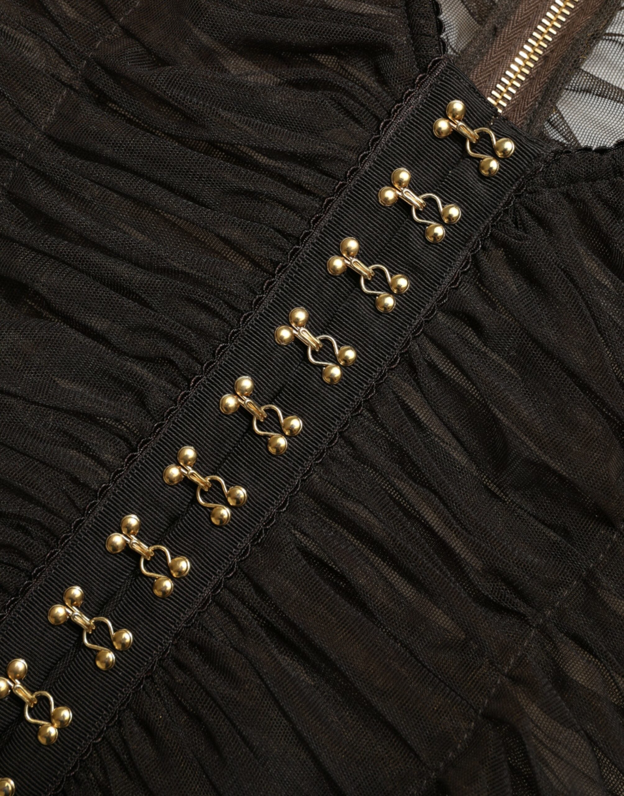 Brown Embellished Nylon Stretch Cropped Top - ventzia