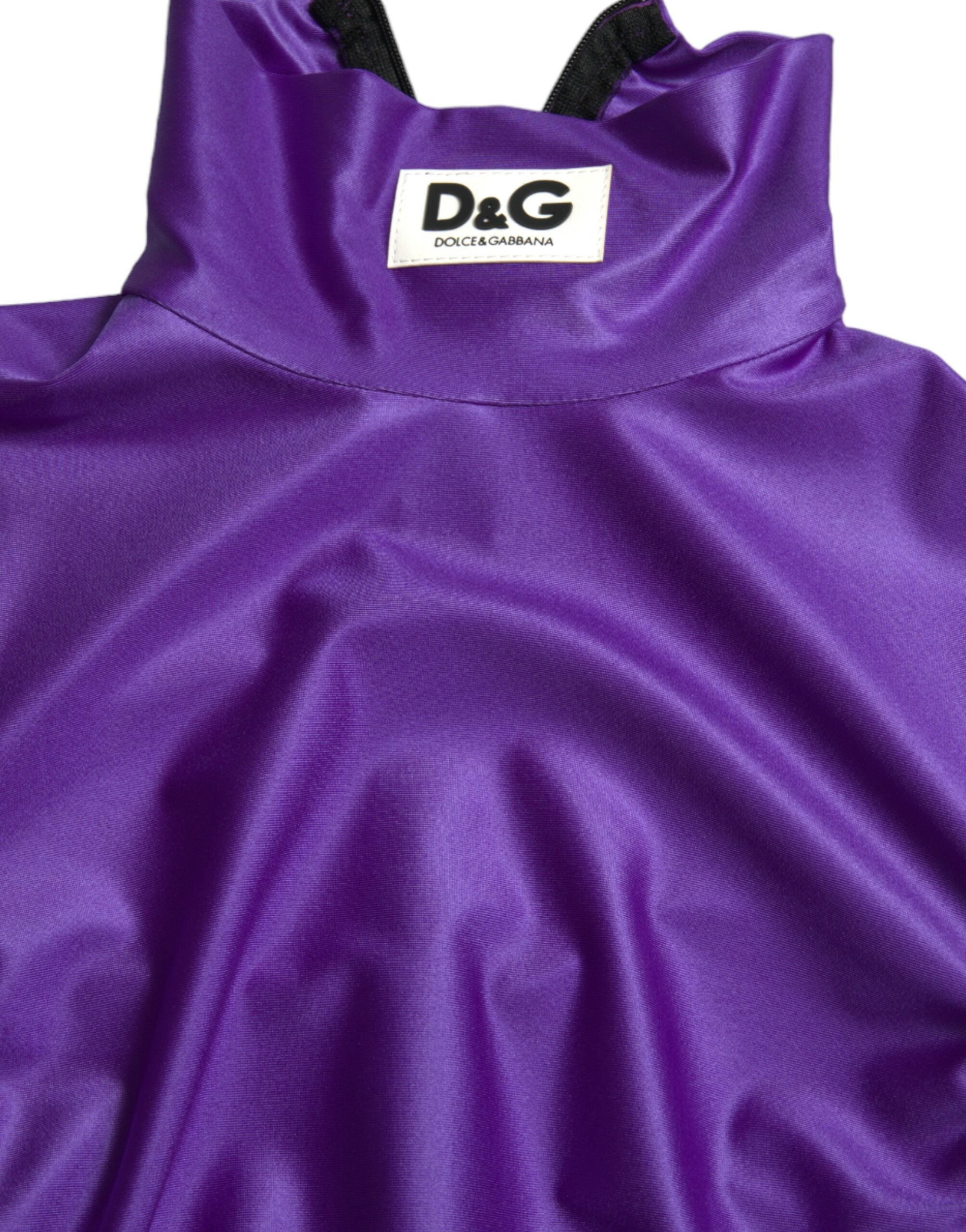 Purple Nylon Stretch Slim Long Sleeves Top - ventzia