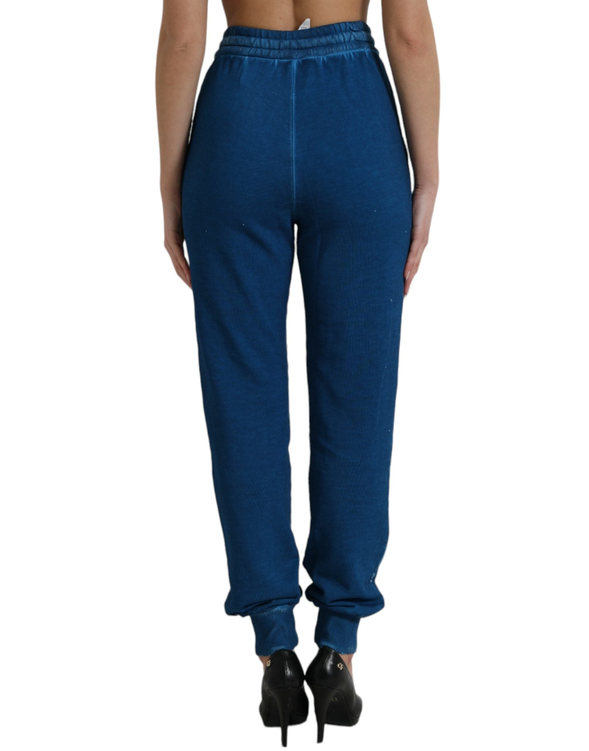 Blue Logo Cotton Jogger Sweatpants Pants - ventzia