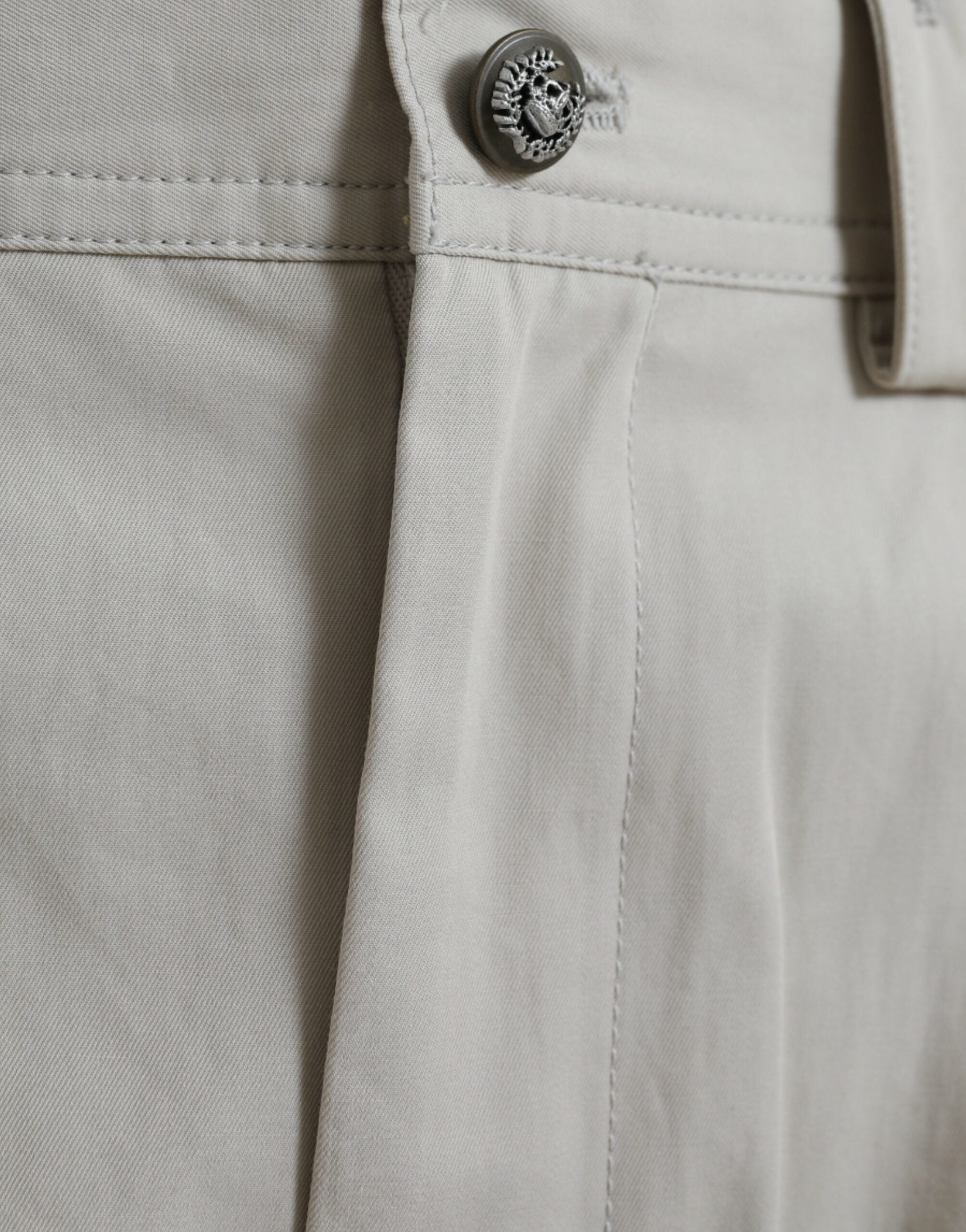 Beige Cotton High Waist Tapered Pants - ventzia