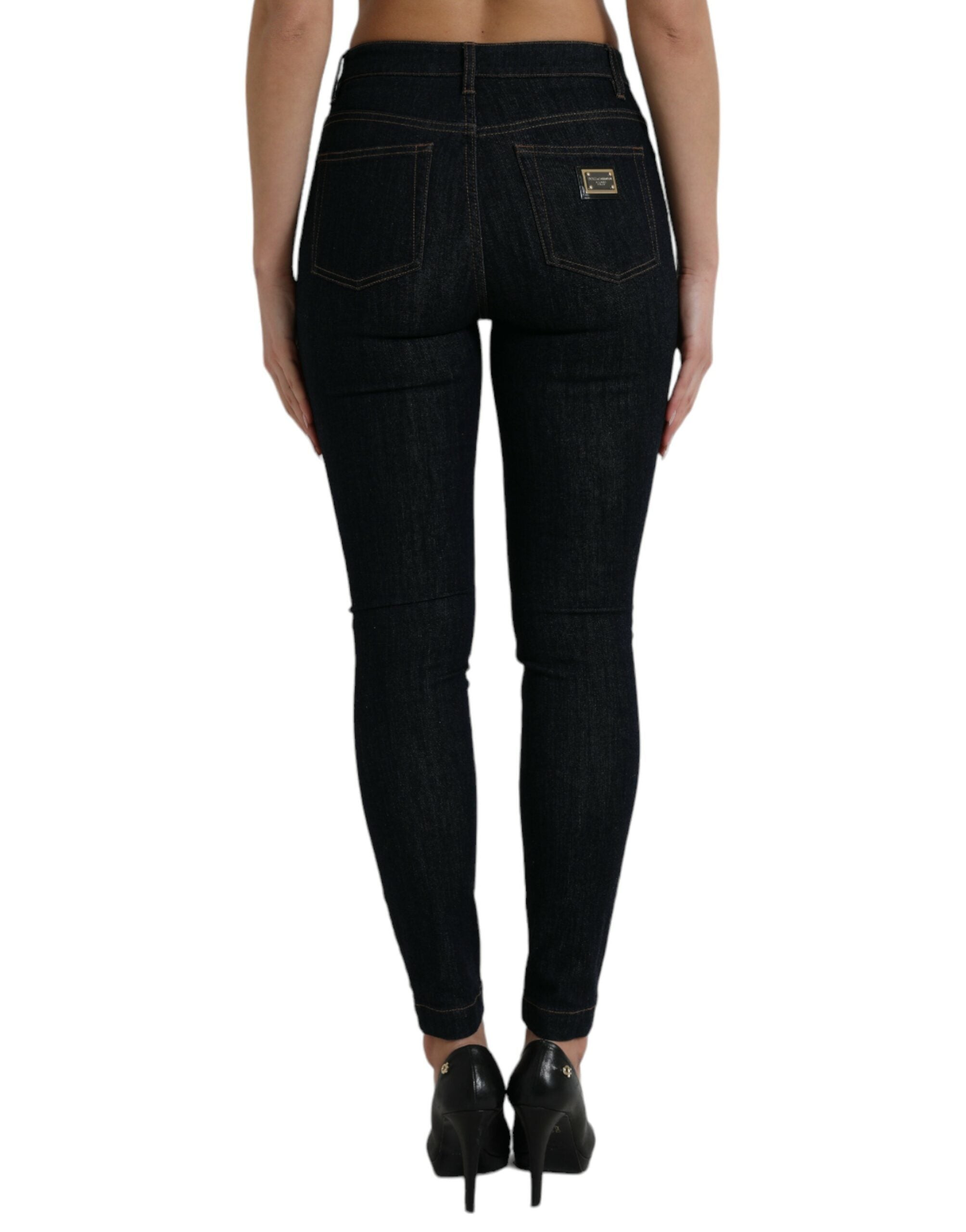 Blue Cotton Stretch Denim Skinny Jeans - ventzia