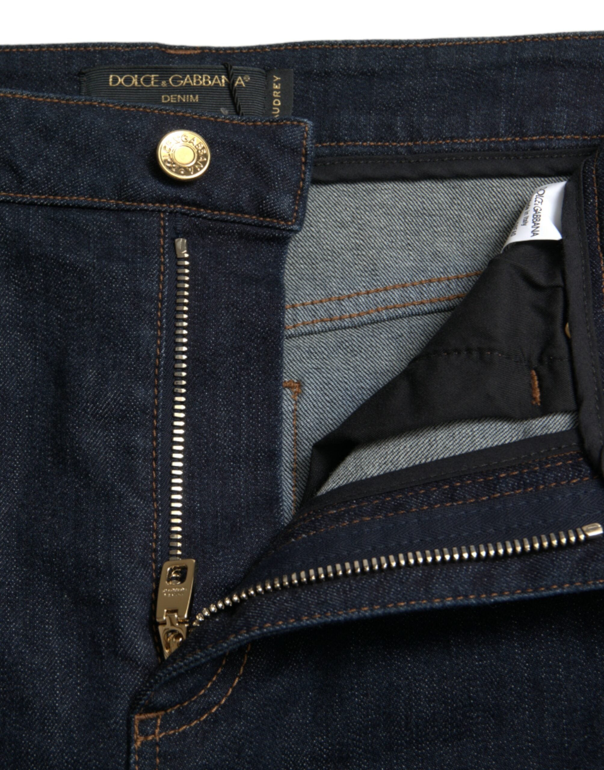 Blue Cotton Stretch Denim Skinny Jeans - ventzia