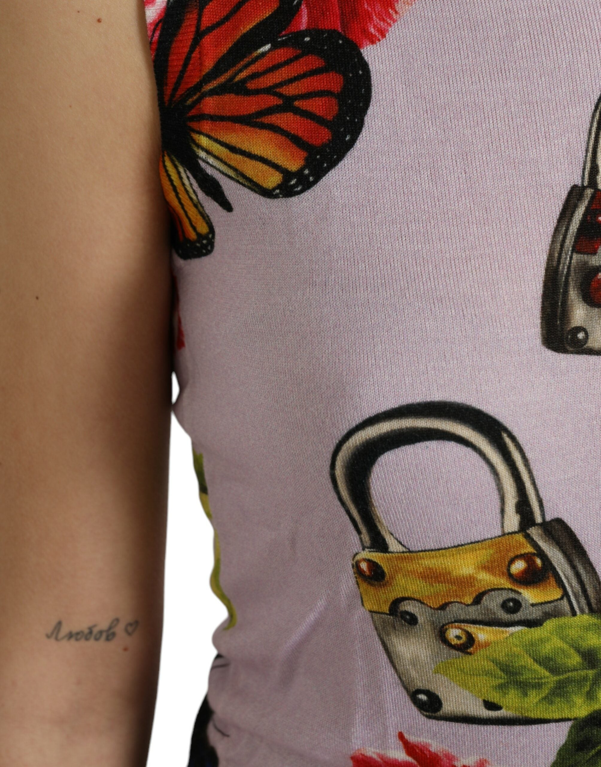 Multicolor Floral Padlock Butterfly Tank Top - ventzia