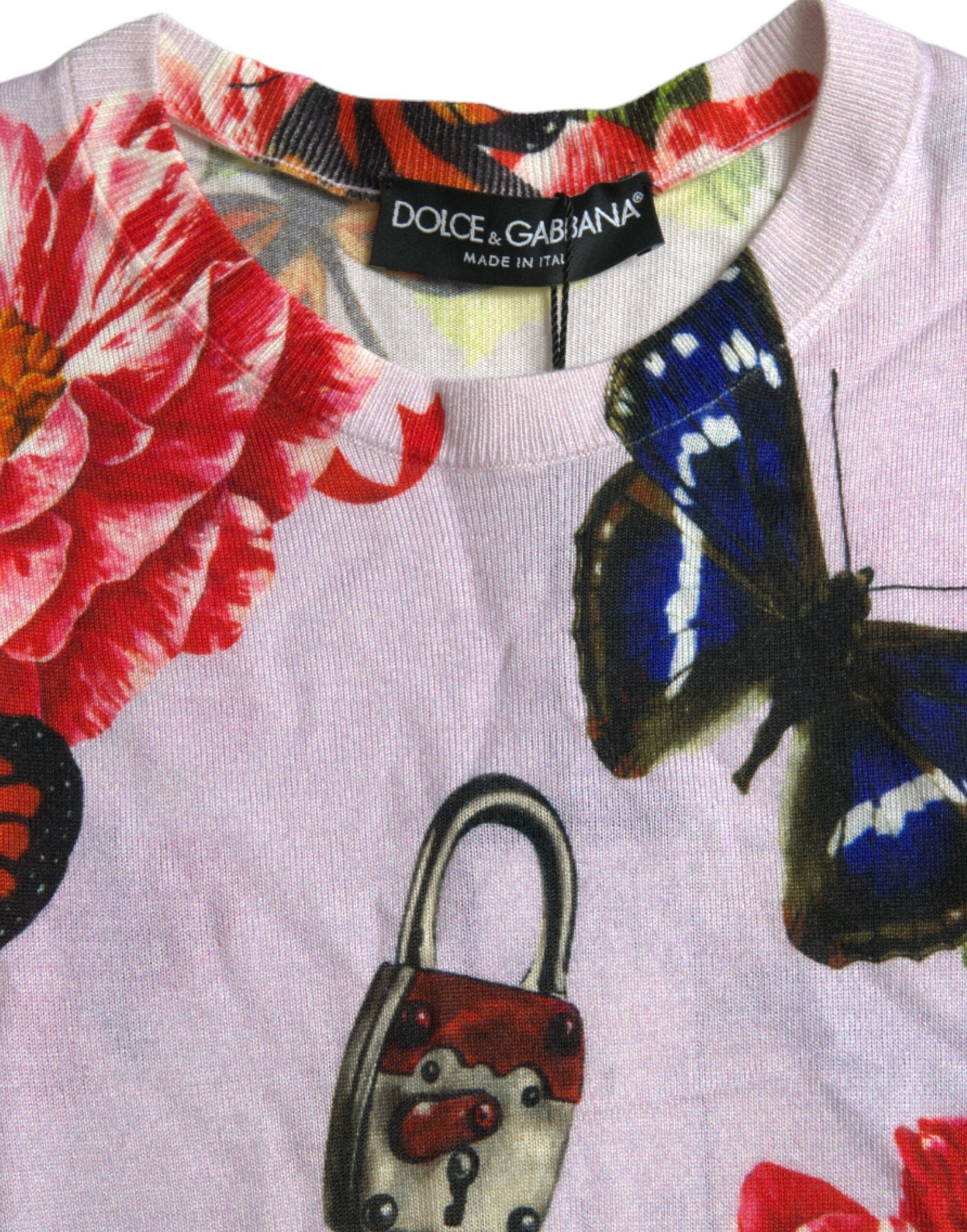 Multicolor Floral Padlock Butterfly Tank Top - ventzia
