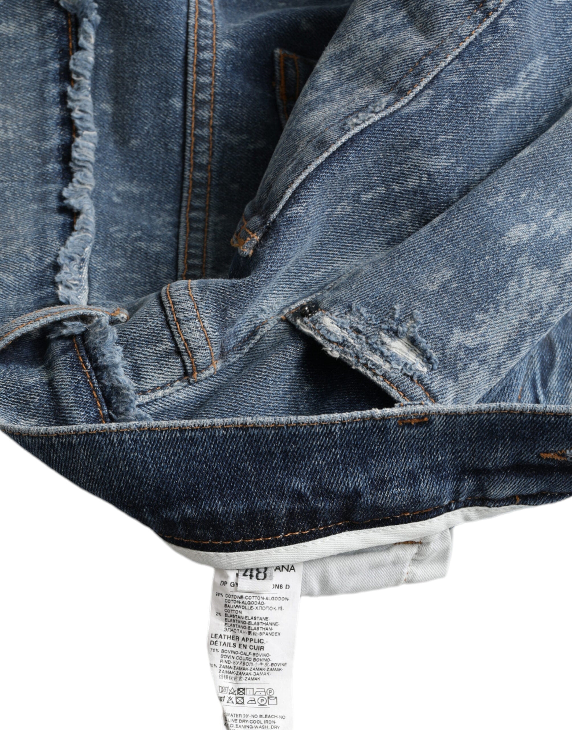 Blue Washed Skinny Cotton Stretch Denim Jeans - ventzia