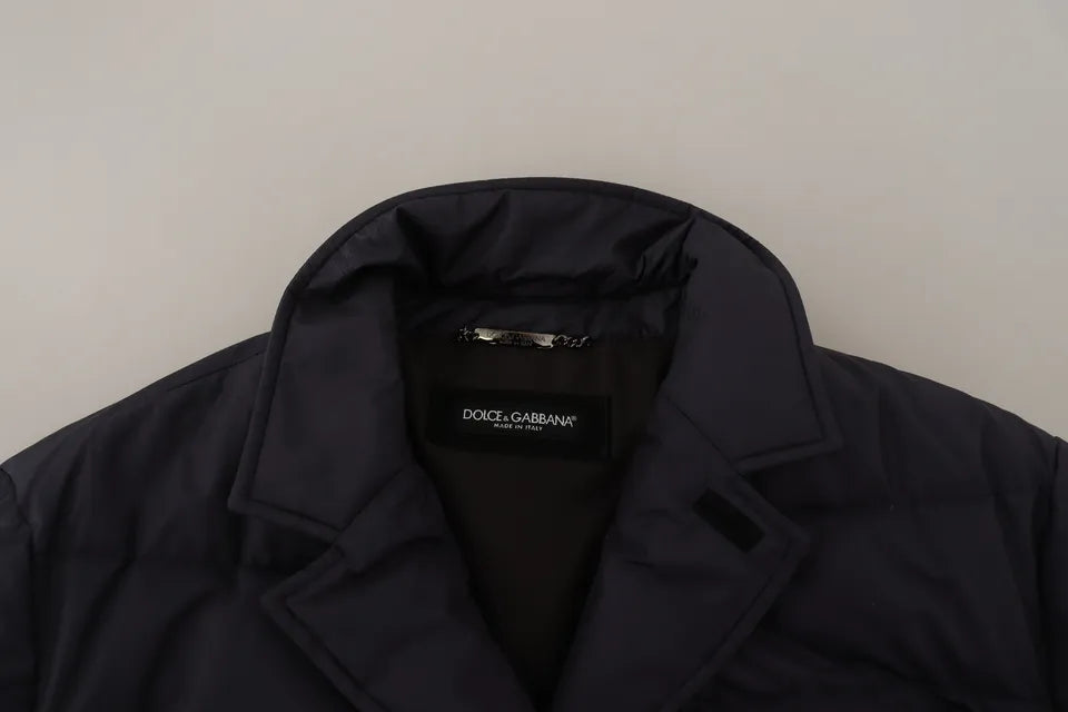 Blue Silk Goat Coat Blouson Winter Jacket - ventzia
