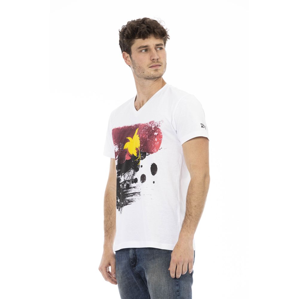 White Cotton Men's V-Neck T-Shirt - ventzia