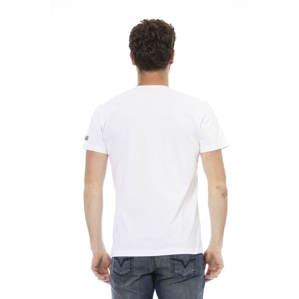 White Cotton Men's V-Neck T-Shirt - ventzia