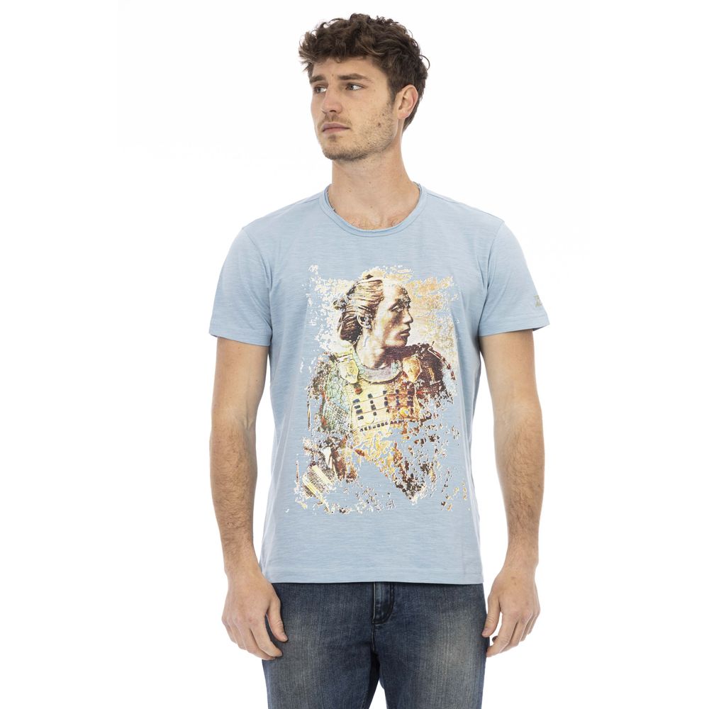 Light Blue Cotton Men T-Shirt - ventzia