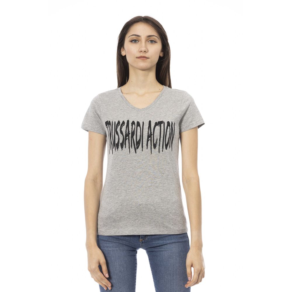Gray Cotton Women T-Shirt - ventzia