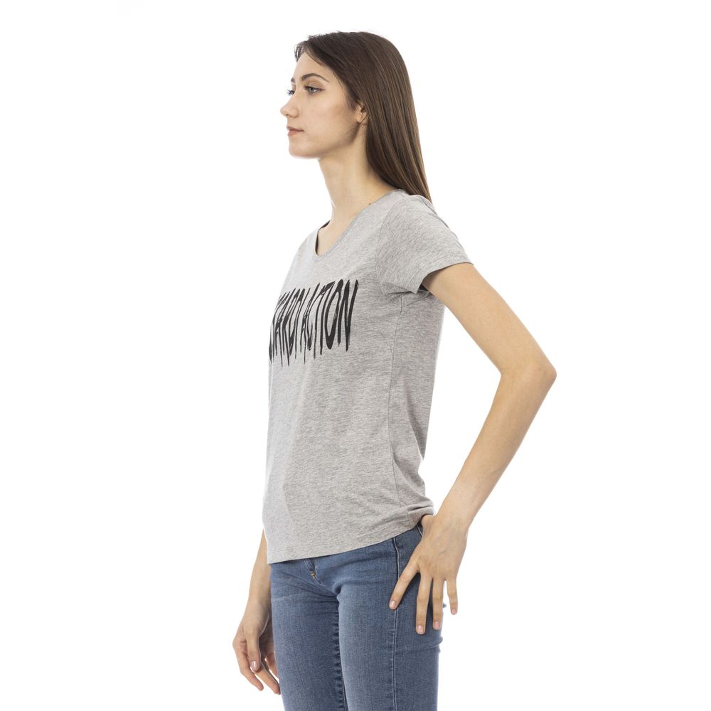 Gray Cotton Women T-Shirt - ventzia