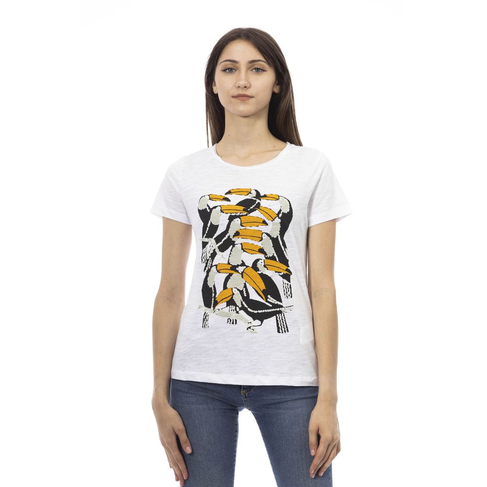 White Cotton Women T-Shirt - ventzia