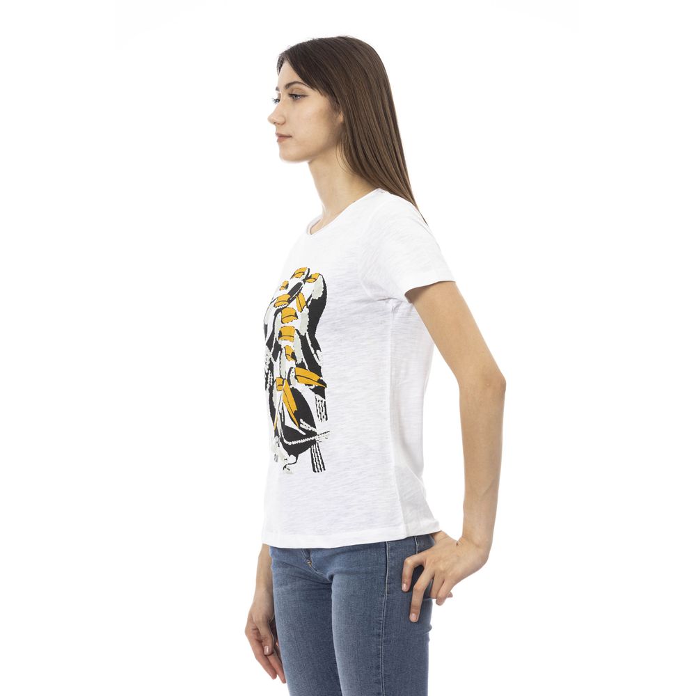 White Cotton Women T-Shirt - ventzia