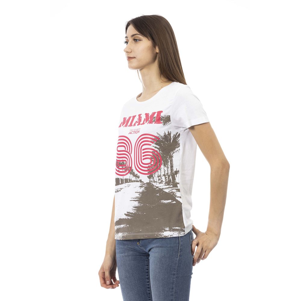 White Cotton Women T-Shirt - ventzia