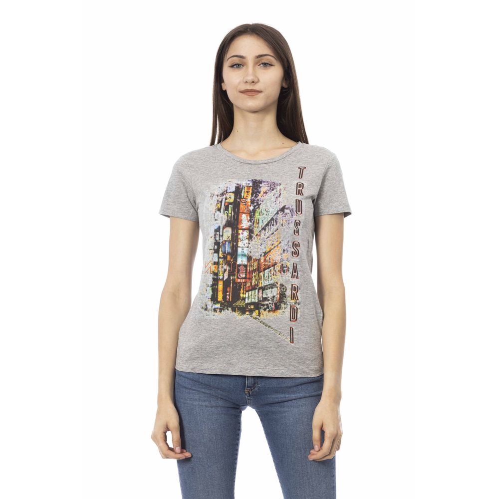 Gray Cotton Women T-Shirt - ventzia