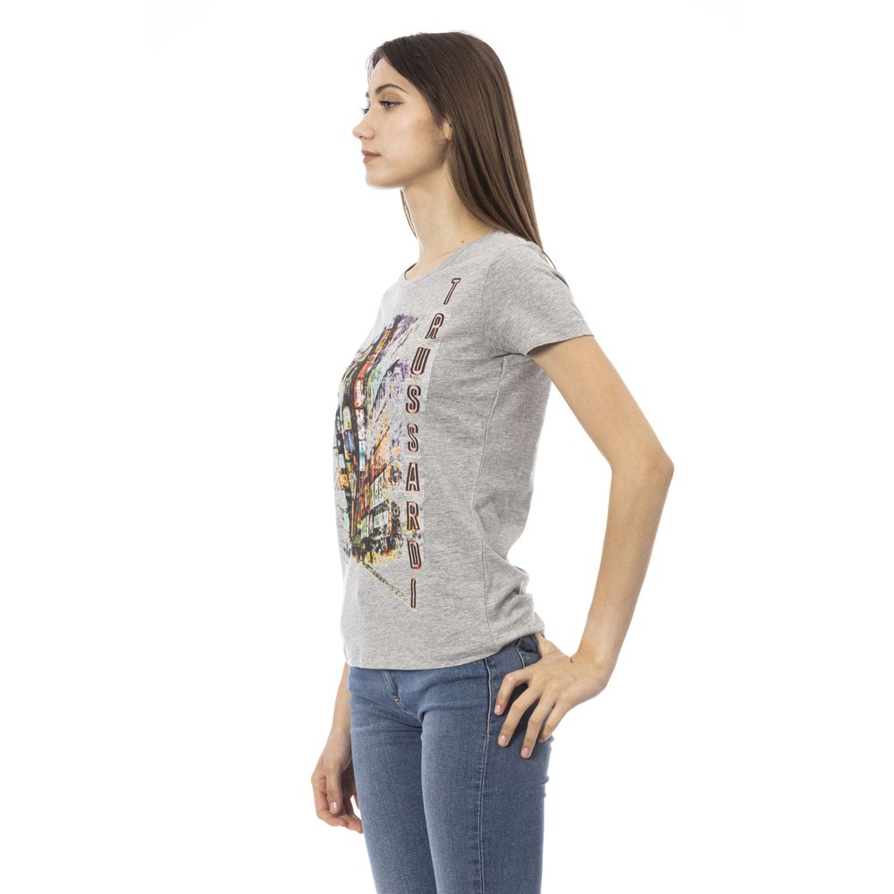 Gray Cotton Women T-Shirt - ventzia