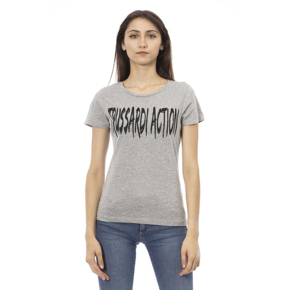 Gray Cotton Women T-Shirt - ventzia