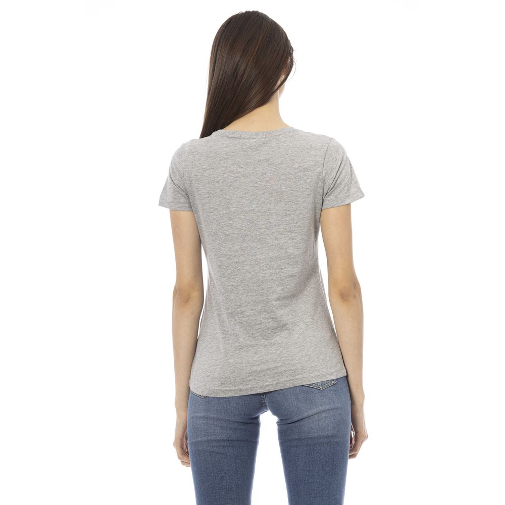 Gray Cotton Women T-Shirt - ventzia