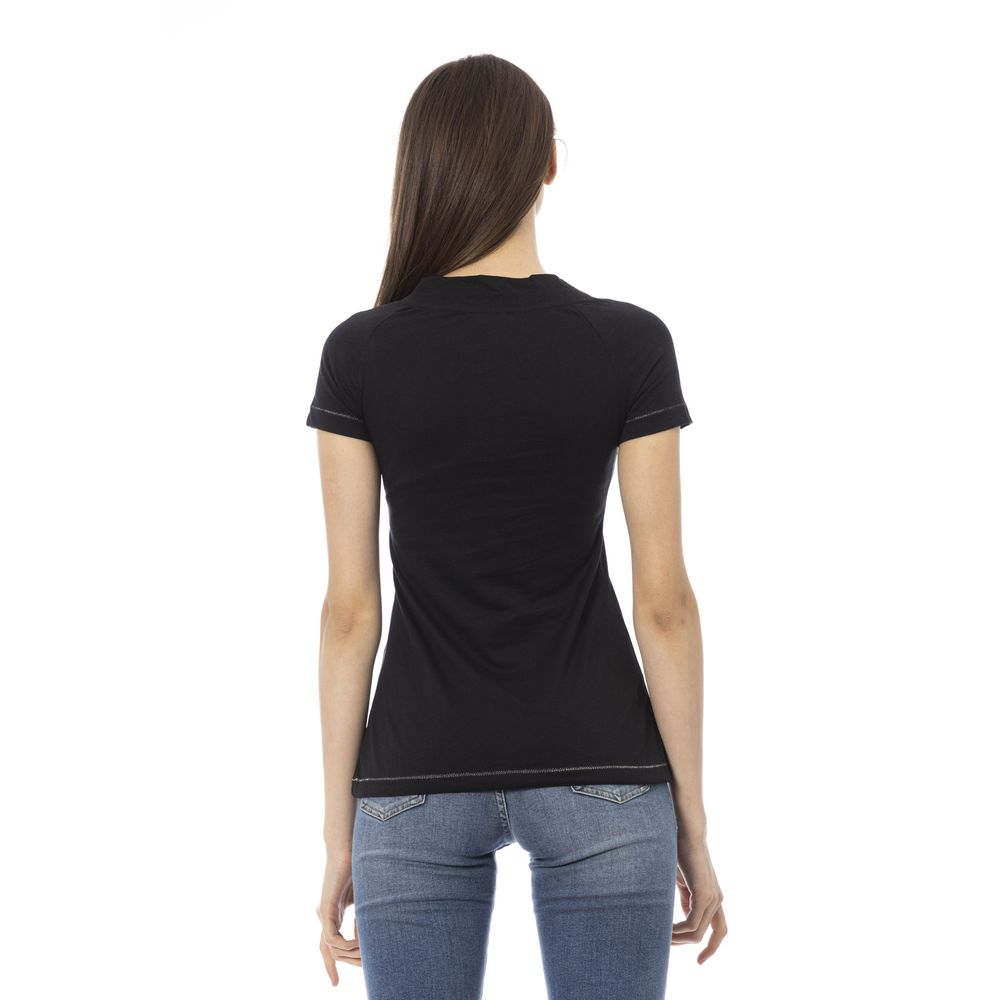 Black Cotton Women T-Shirt - ventzia