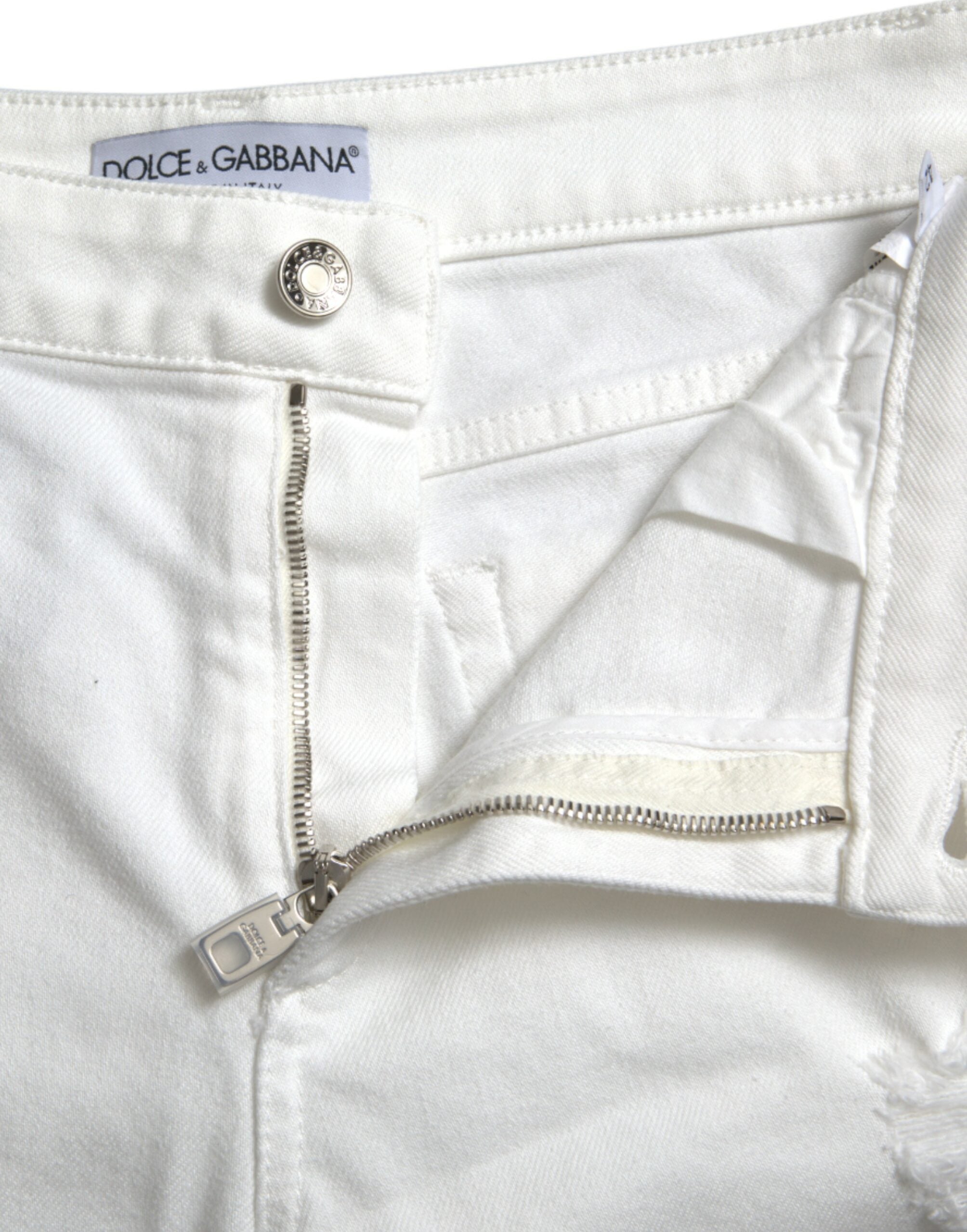 White Cotton Cropped Wide Leg Denim Jeans - ventzia