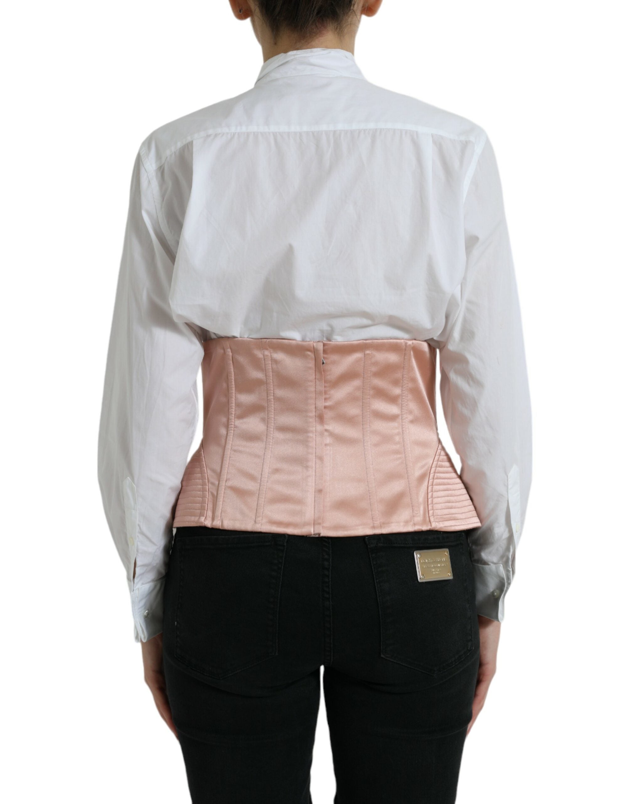 Pink Silk Stretch Belt Waist Strap Corset Top - ventzia