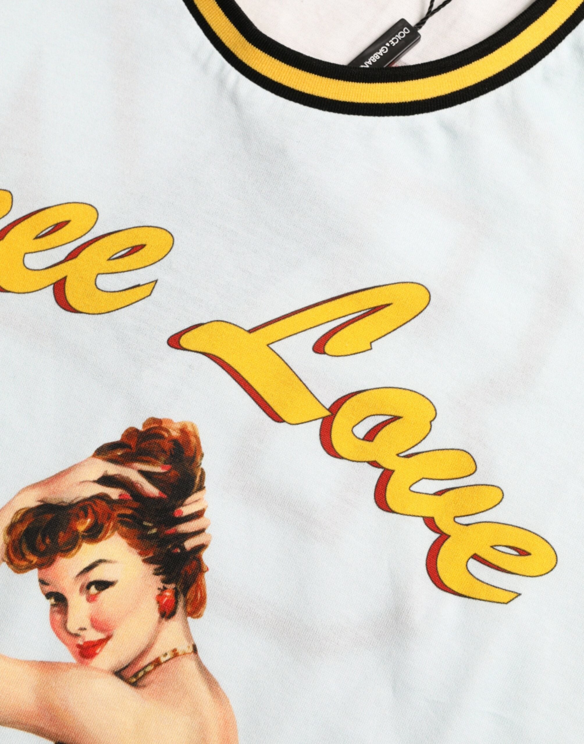 Light Blue Cotton Free Love Crew Neck T-shirt - ventzia