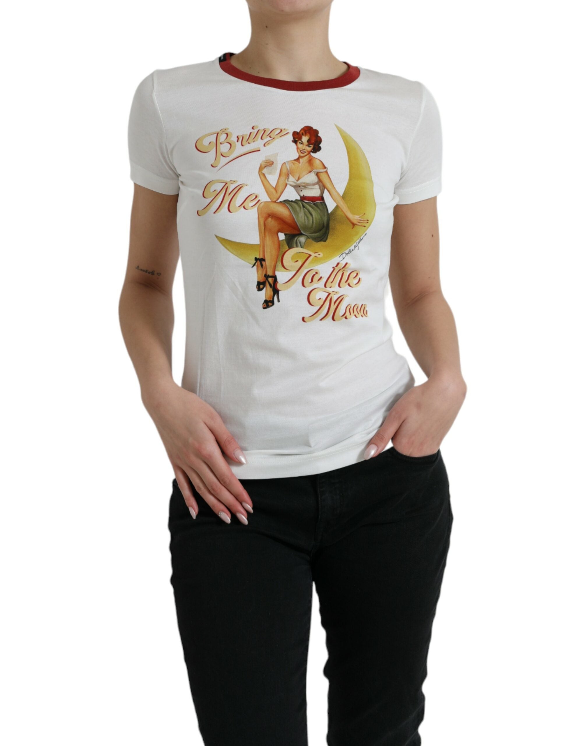 White Bring Me To The Moon T-shirt Top - ventzia