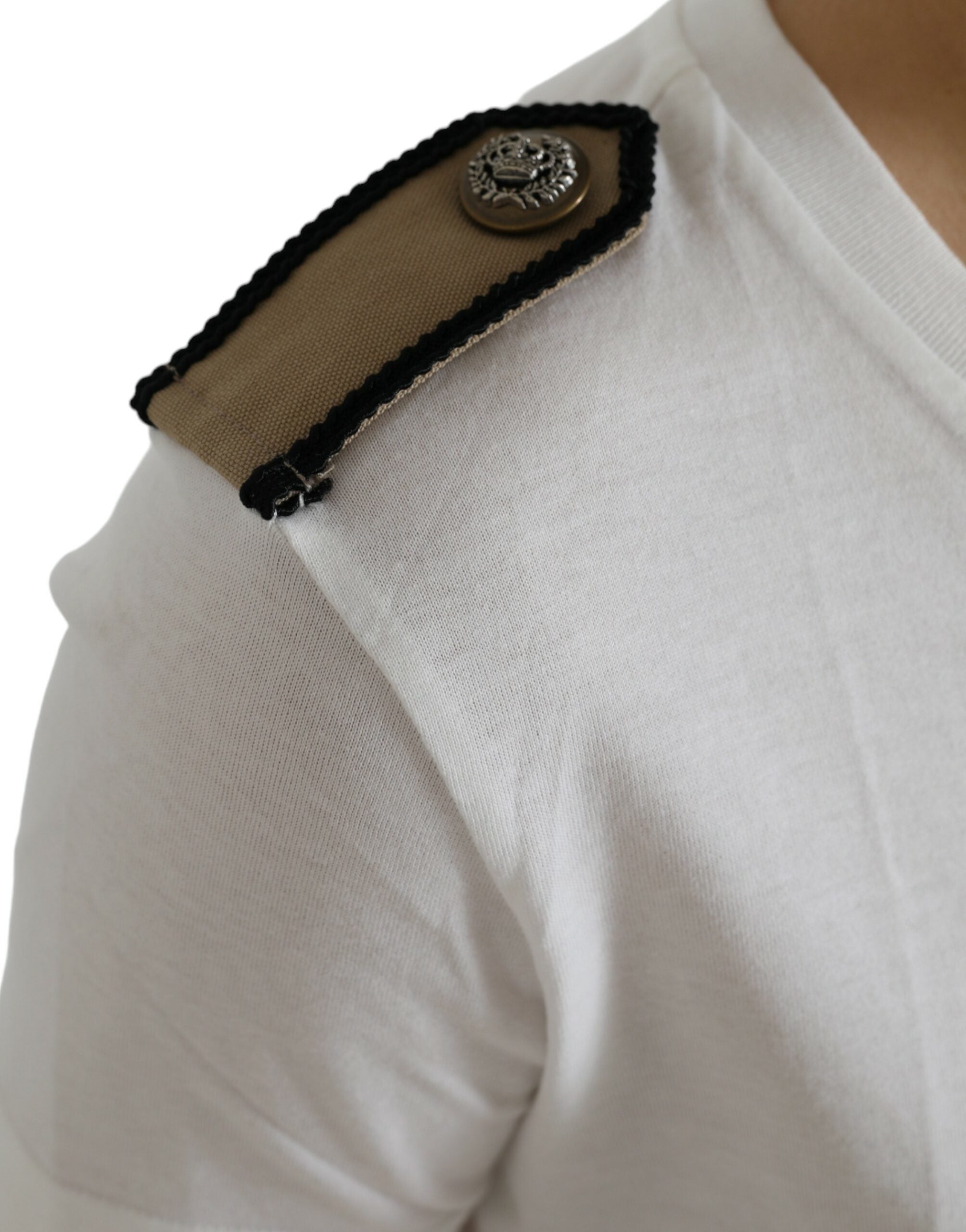 White Black Roses Crewneck Cotton T-shirt - ventzia
