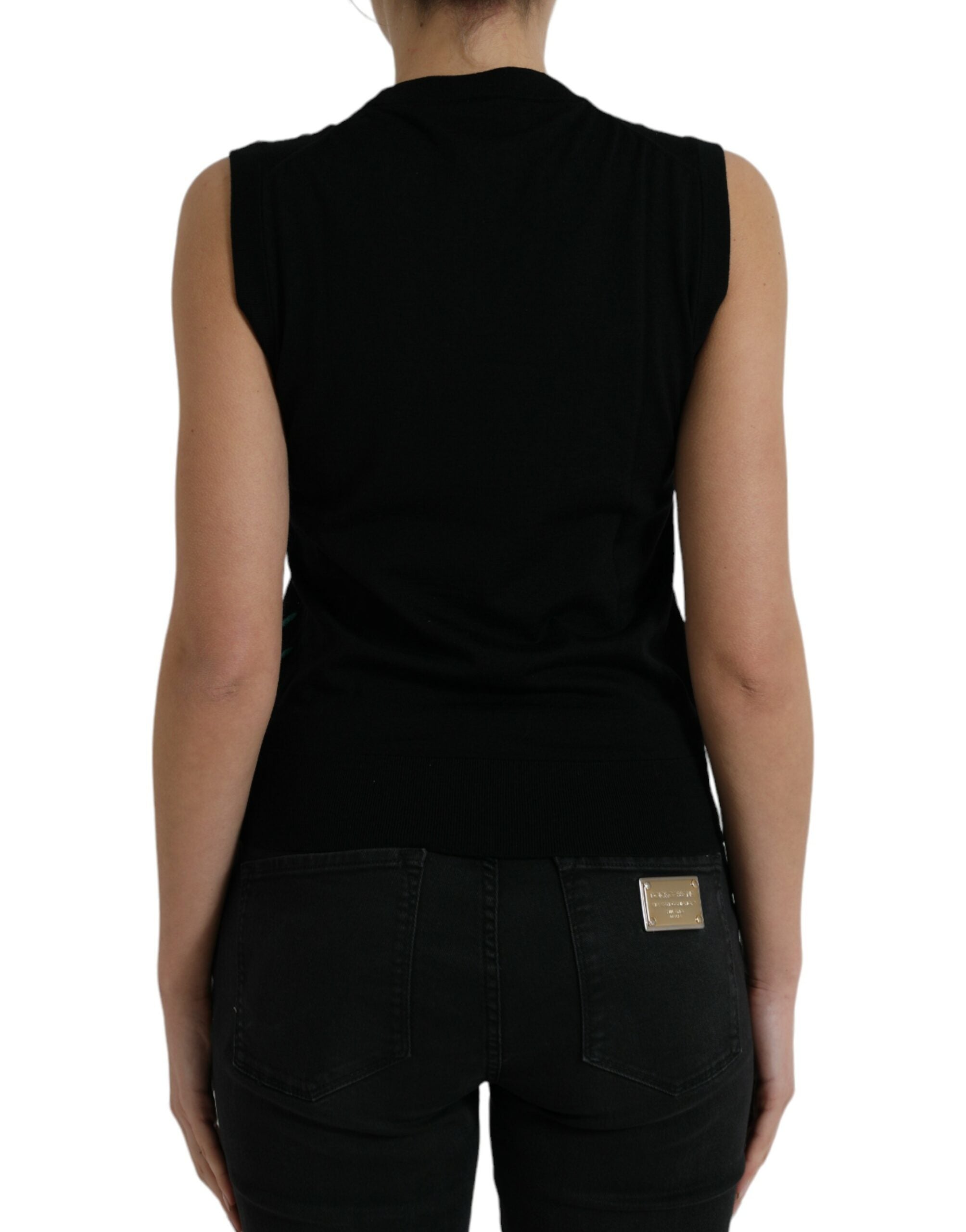 Black Jungle Crew Neck Sleeveless Tank Top - ventzia
