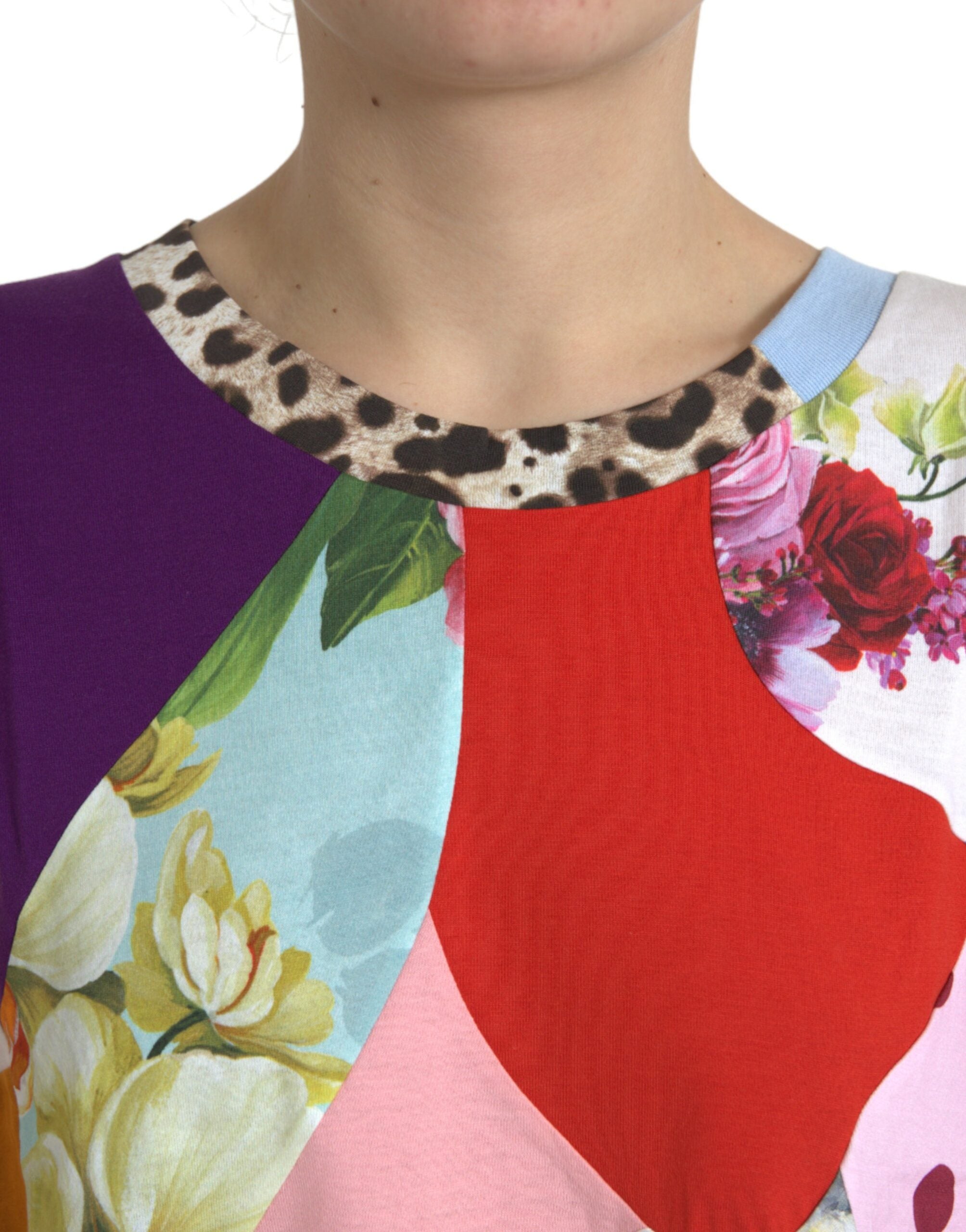 Multicolor Patchwork Cotton Silk Blouse Top - ventzia