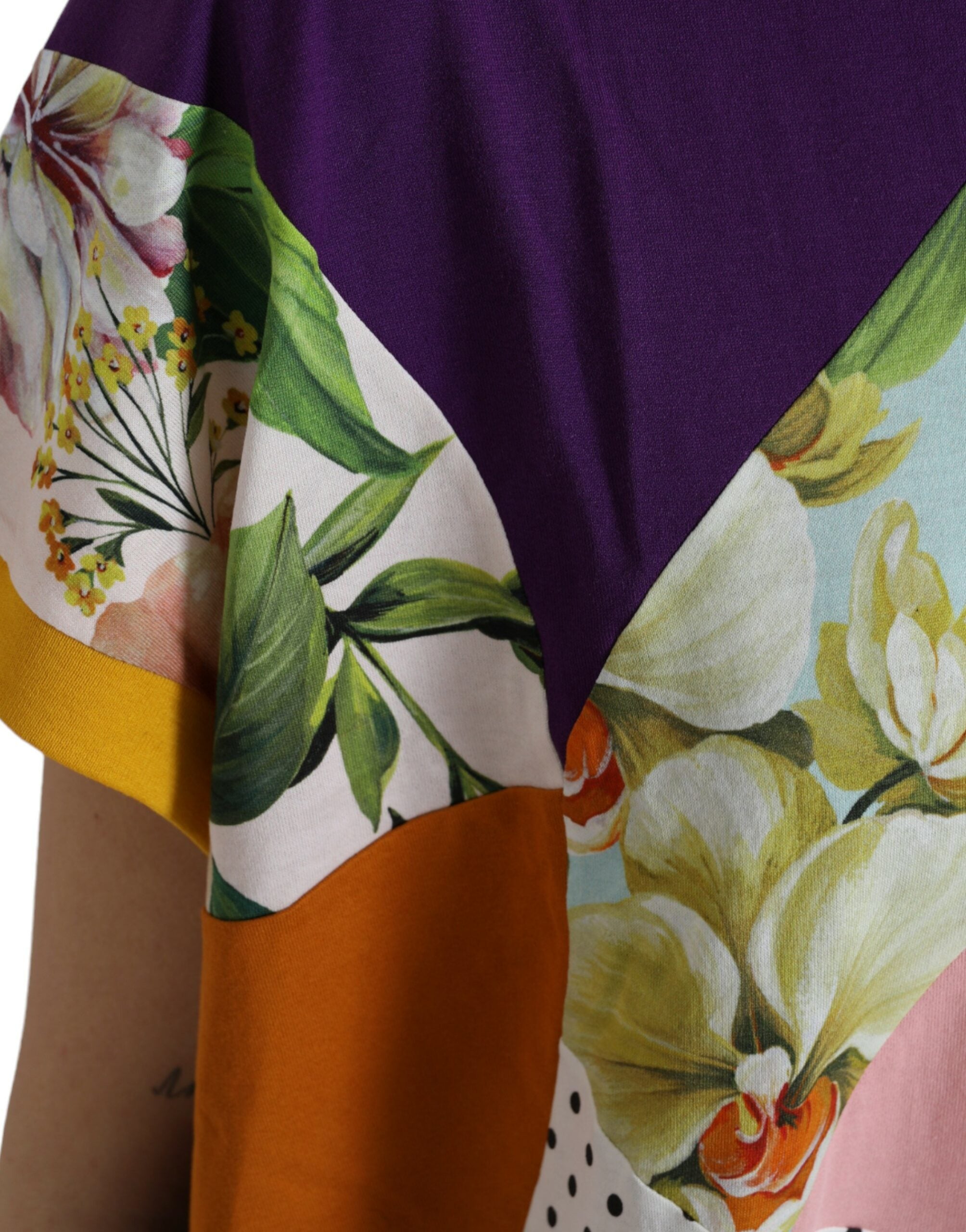 Multicolor Patchwork Cotton Silk Blouse Top - ventzia