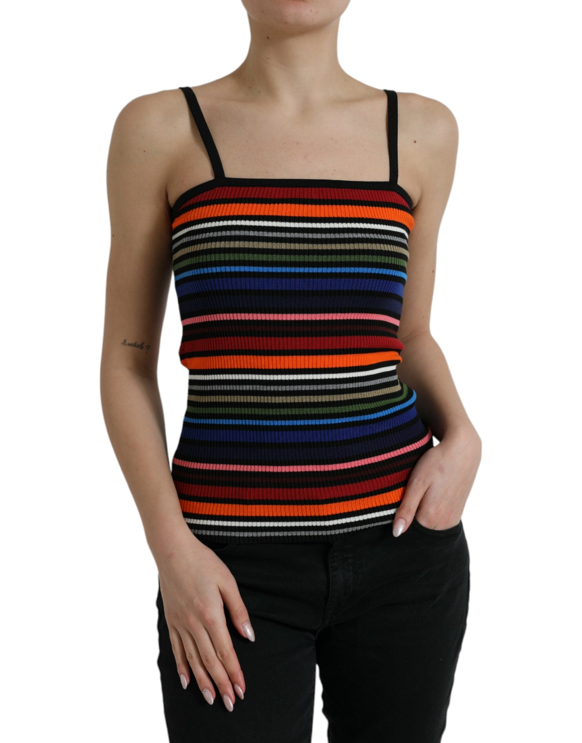 Multicolor Stripes Spaghetti Strap Tank Top - ventzia