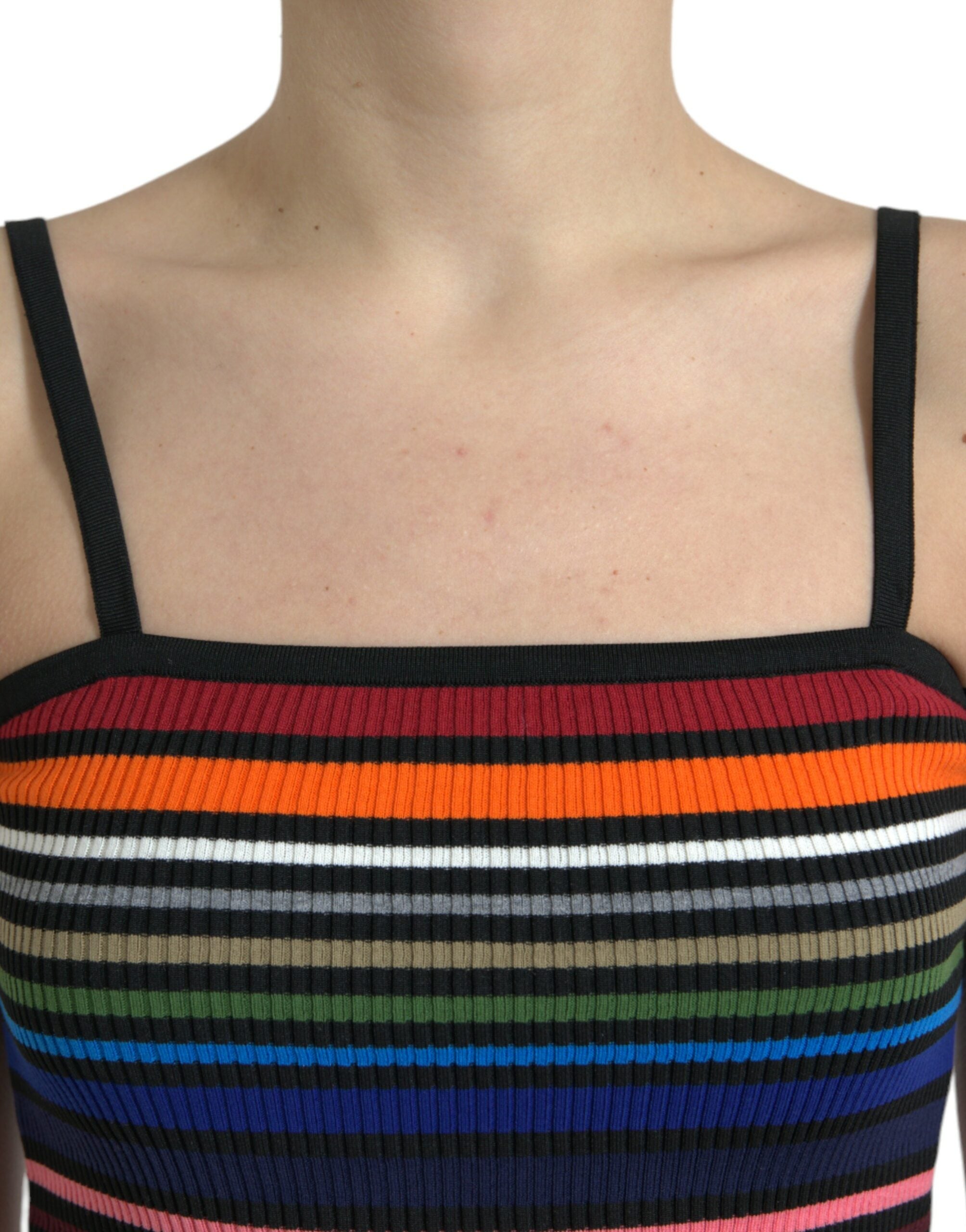 Multicolor Stripes Spaghetti Strap Tank Top - ventzia