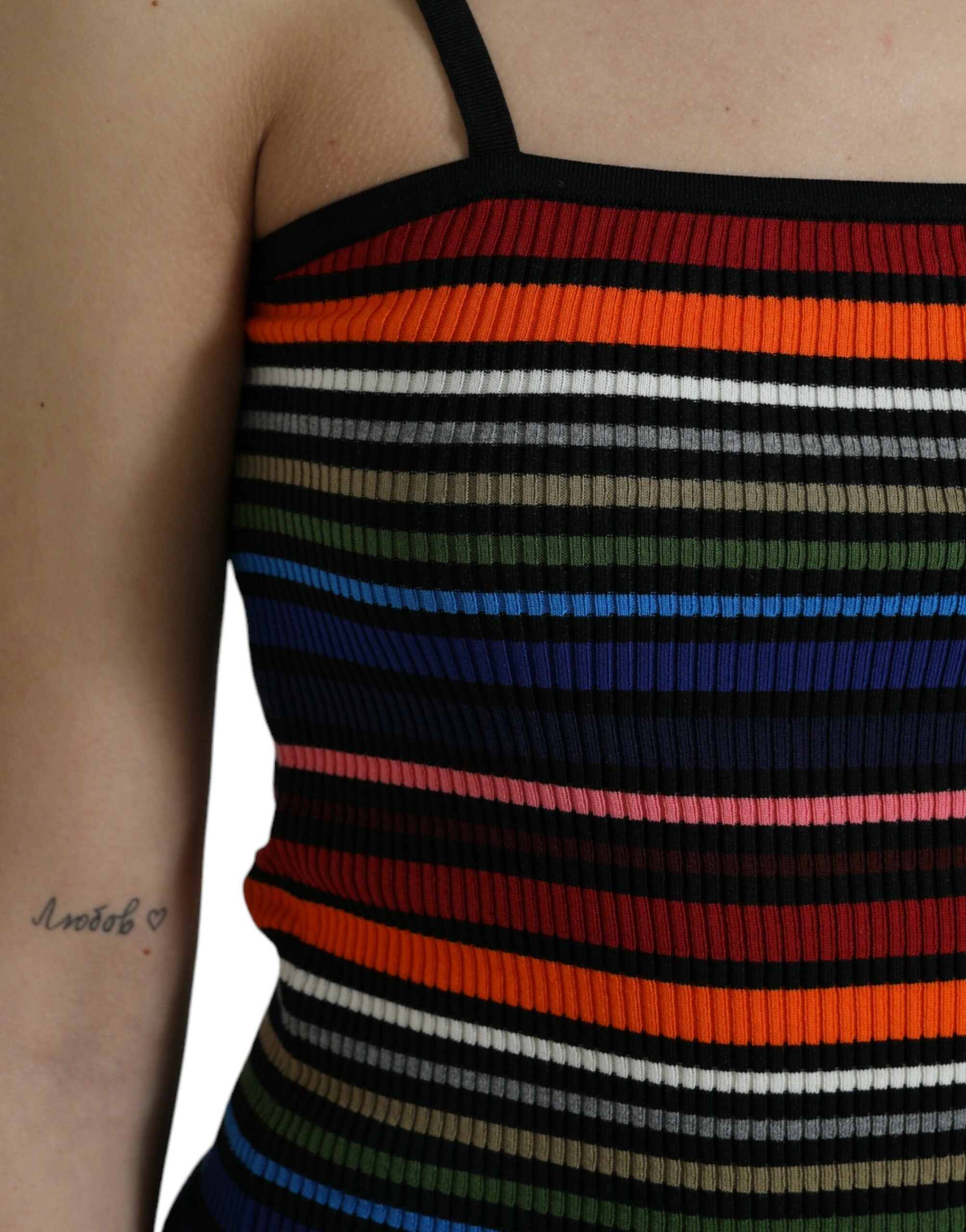 Multicolor Stripes Spaghetti Strap Tank Top - ventzia
