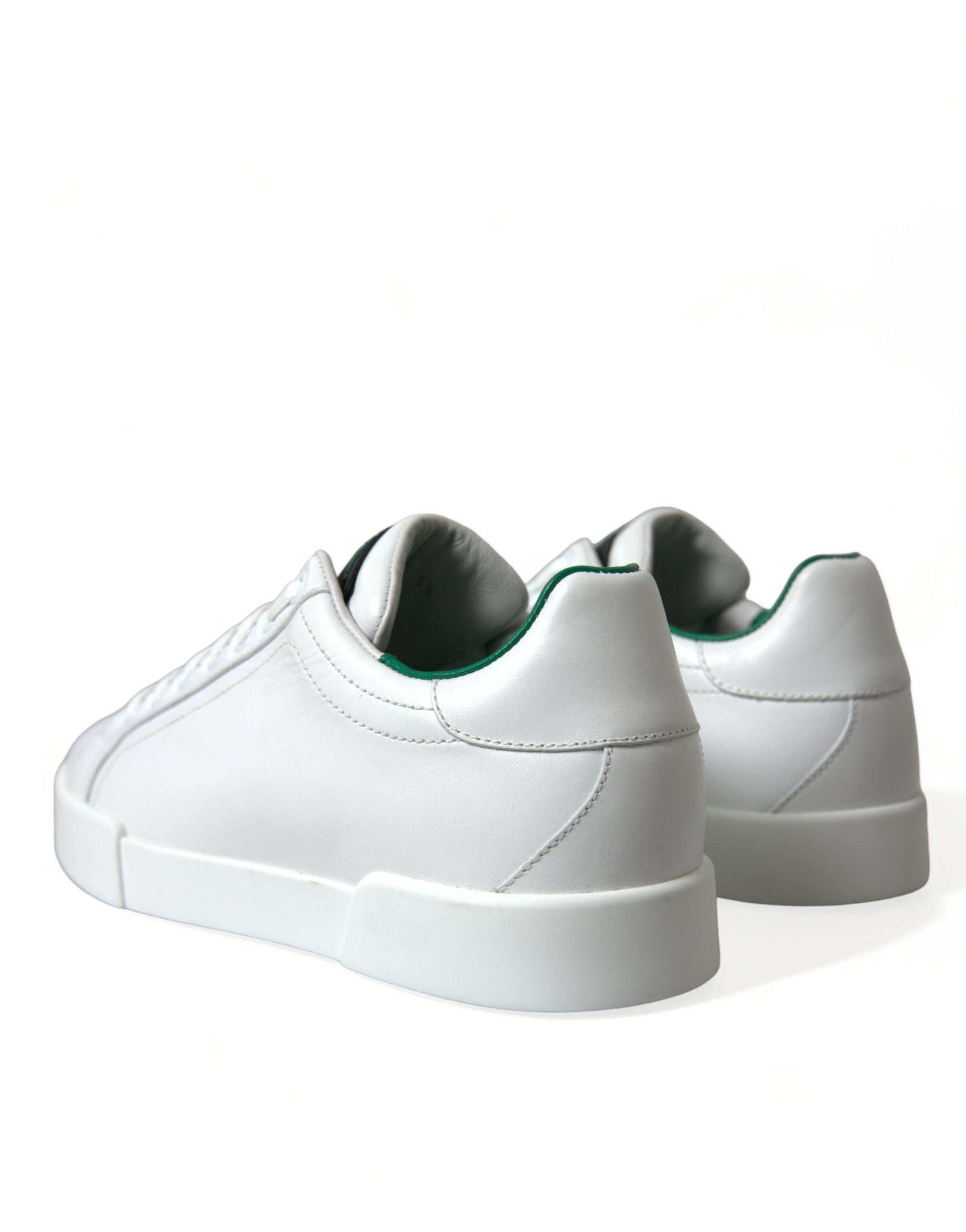 White Green Leather Portofino Sneakers Shoes - ventzia