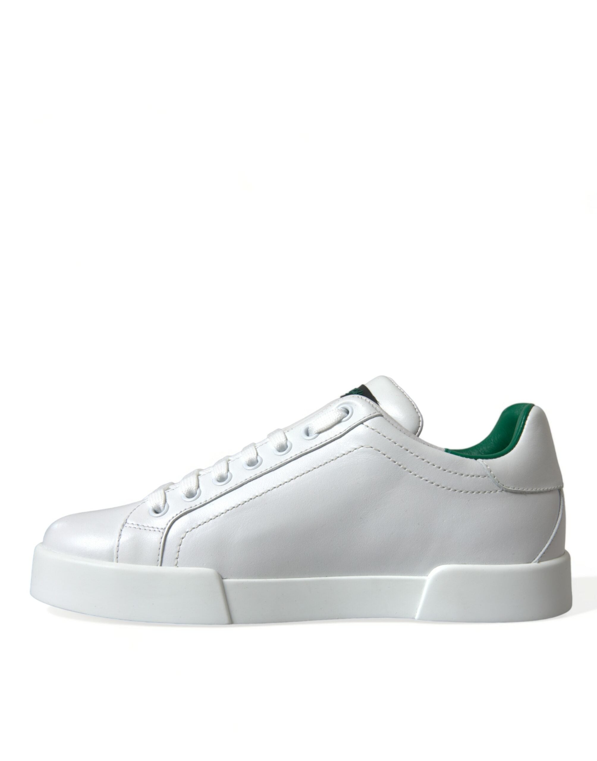 White Green Leather Portofino Sneakers Shoes - ventzia