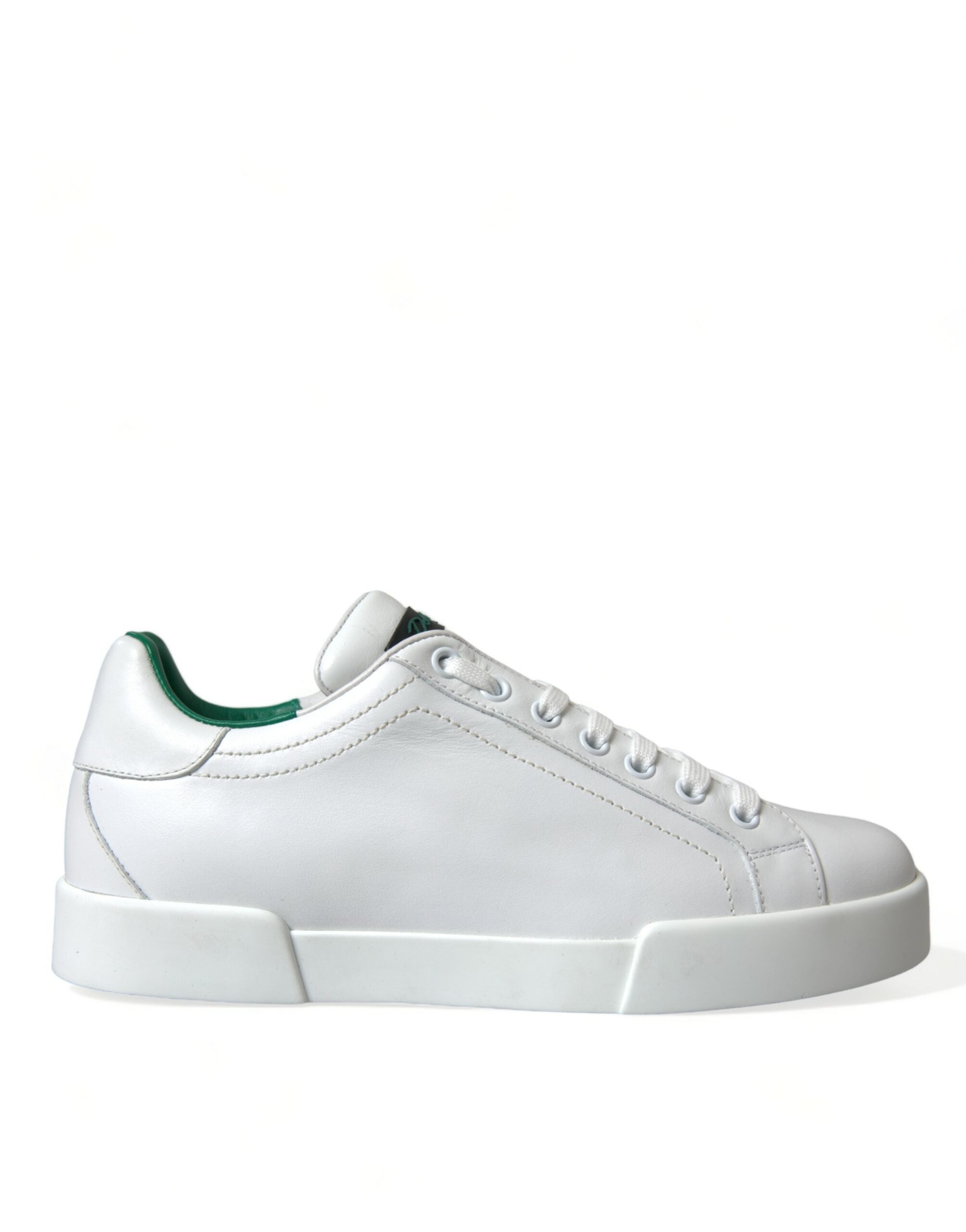 White Green Leather Portofino Sneakers Shoes - ventzia