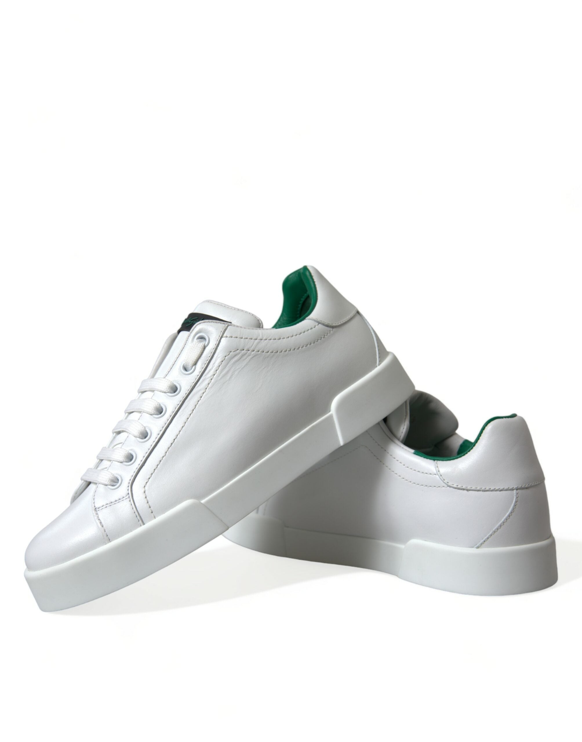 White Green Leather Portofino Sneakers Shoes - ventzia