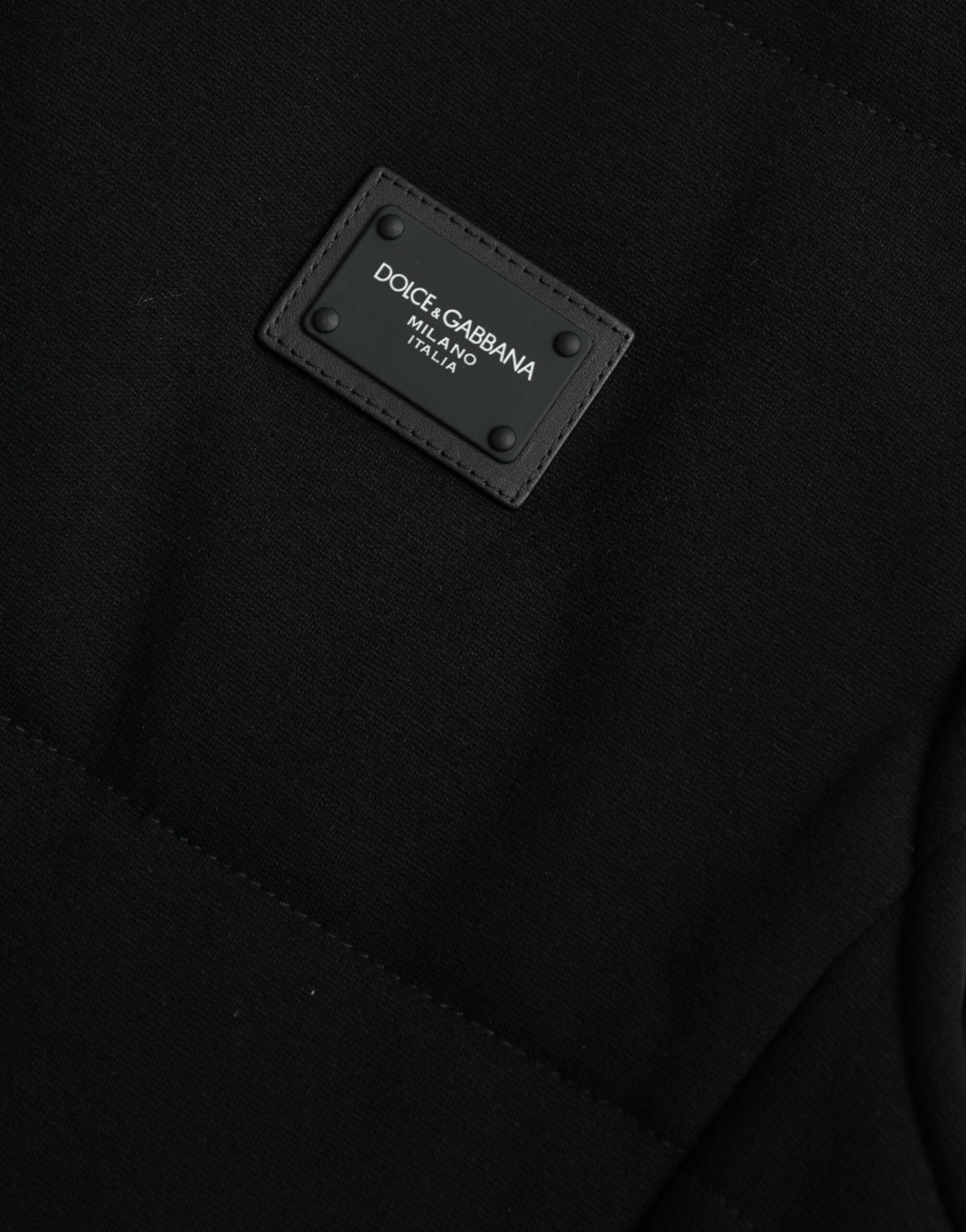 Black Rayon Buttoned Vest Logo Jacket - ventzia