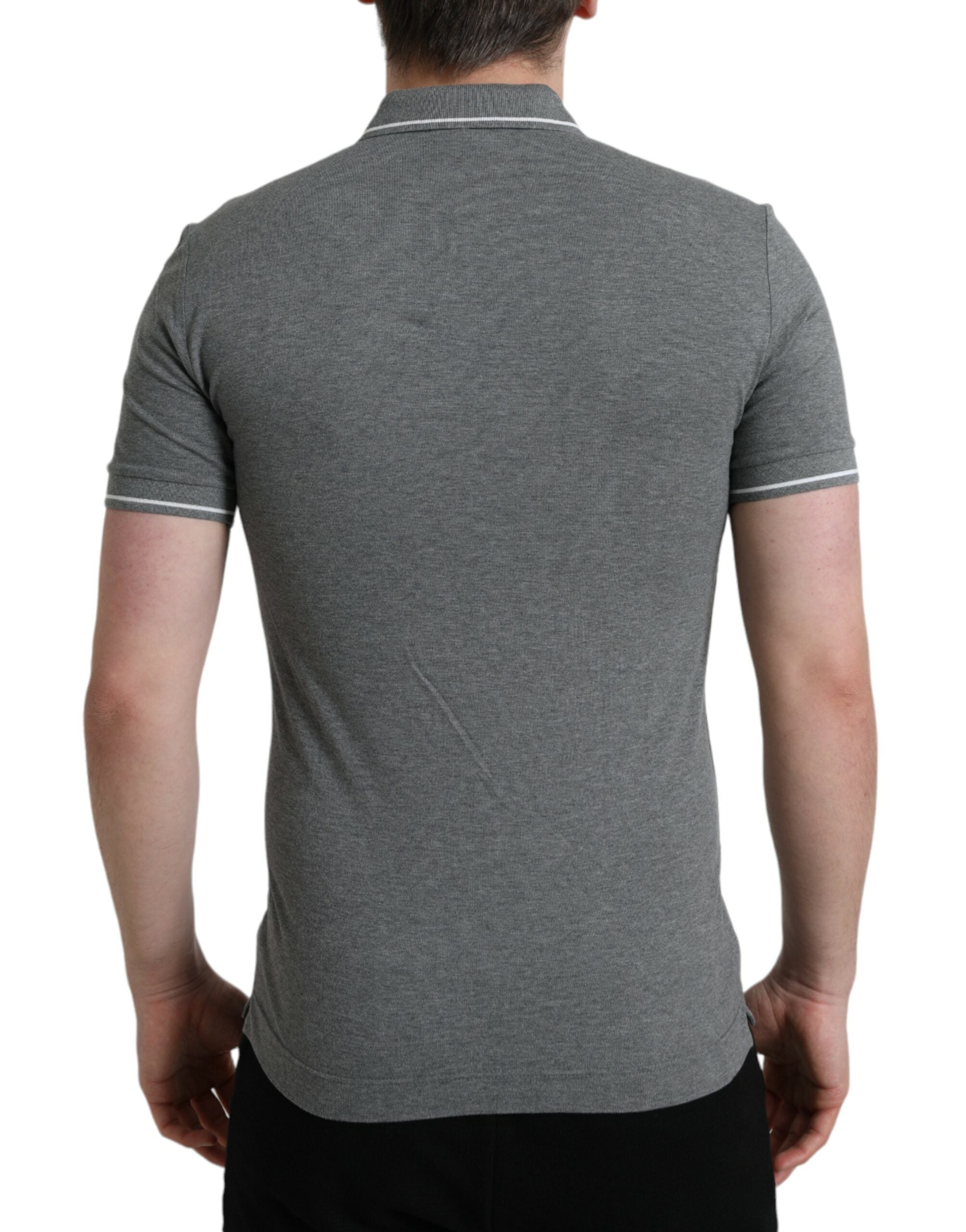 Gray Collared Short Sleeve Crown T-shirt - ventzia