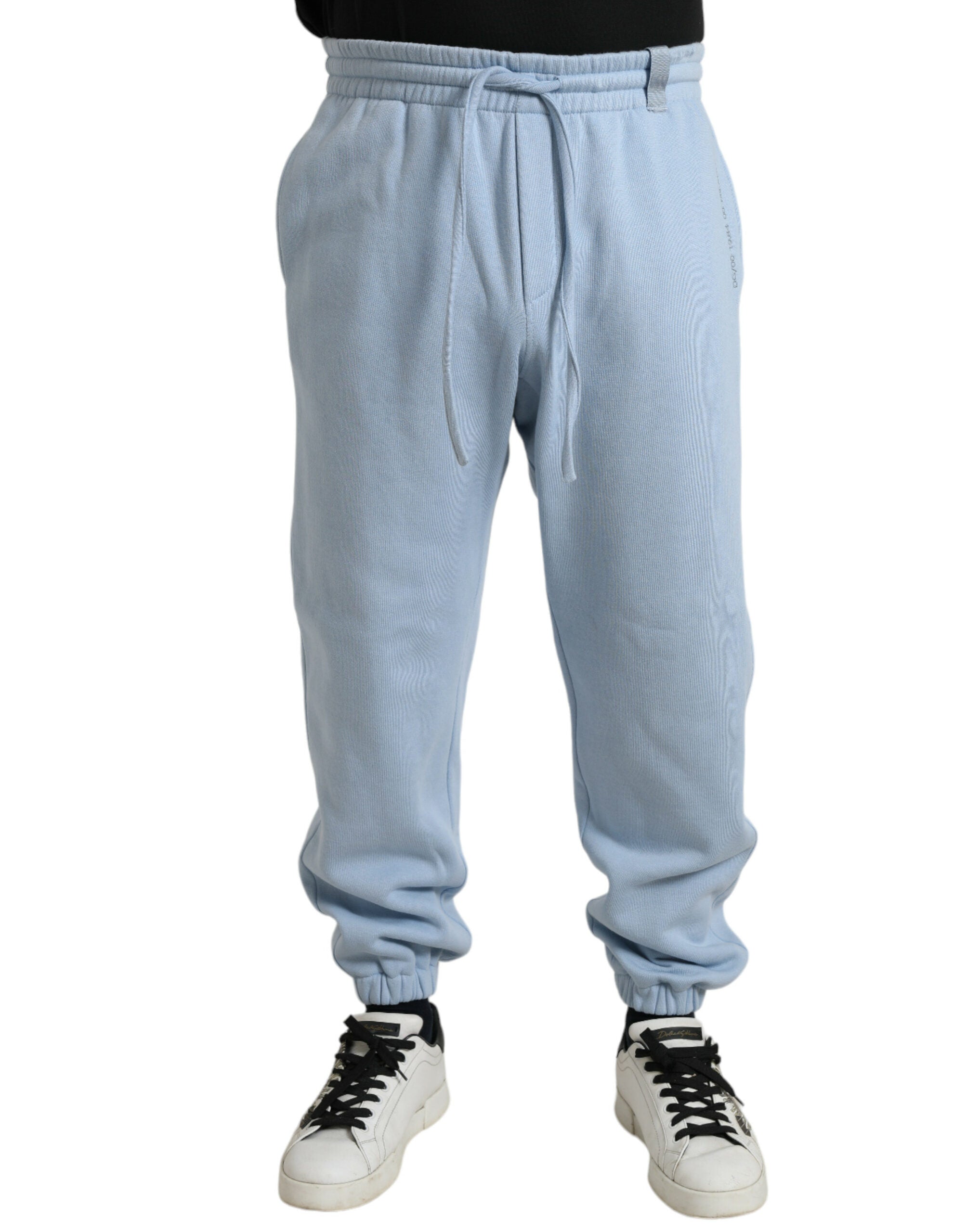 Light Blue Cotton Sweatpants Men Jogger Pants - ventzia